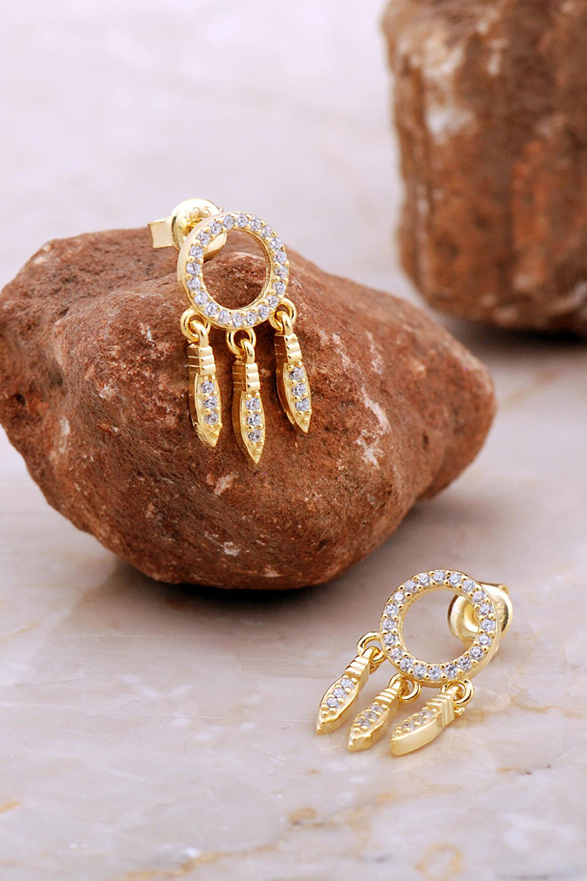 Düş Kapanı Altın Kaplama Gümüş Küpe 6944