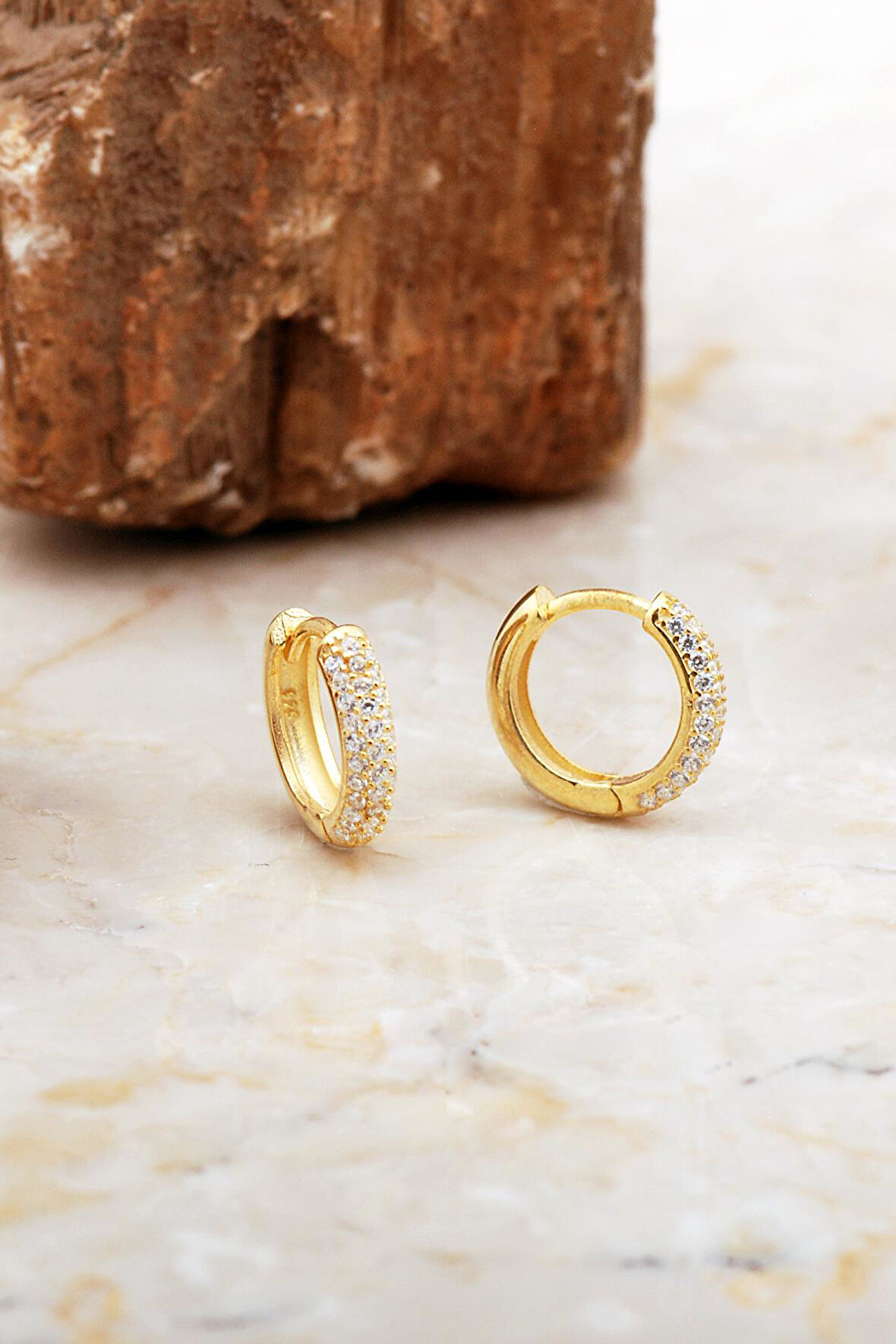 13 Mm Altın Kaplama Gümüş Halka Küpe 7021