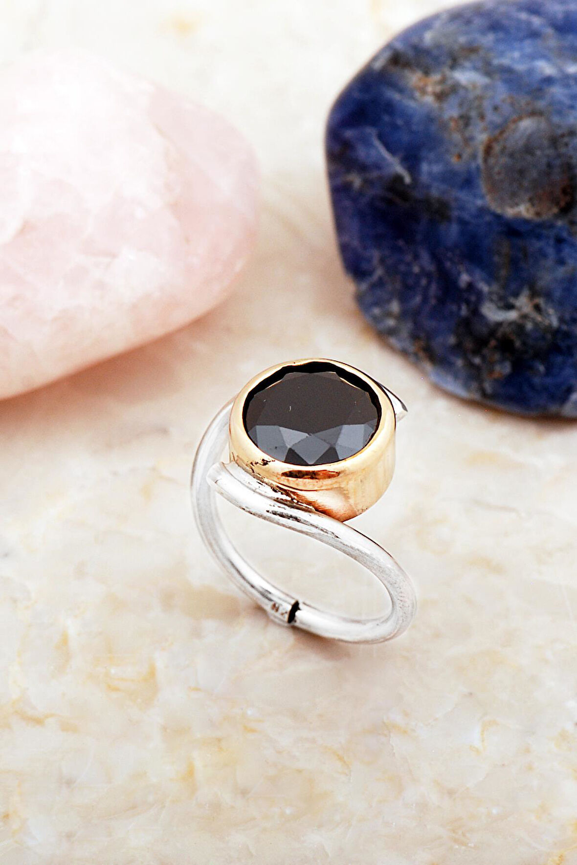 Oniks Taşlı Tasarım Gümüş Yüzük 5922