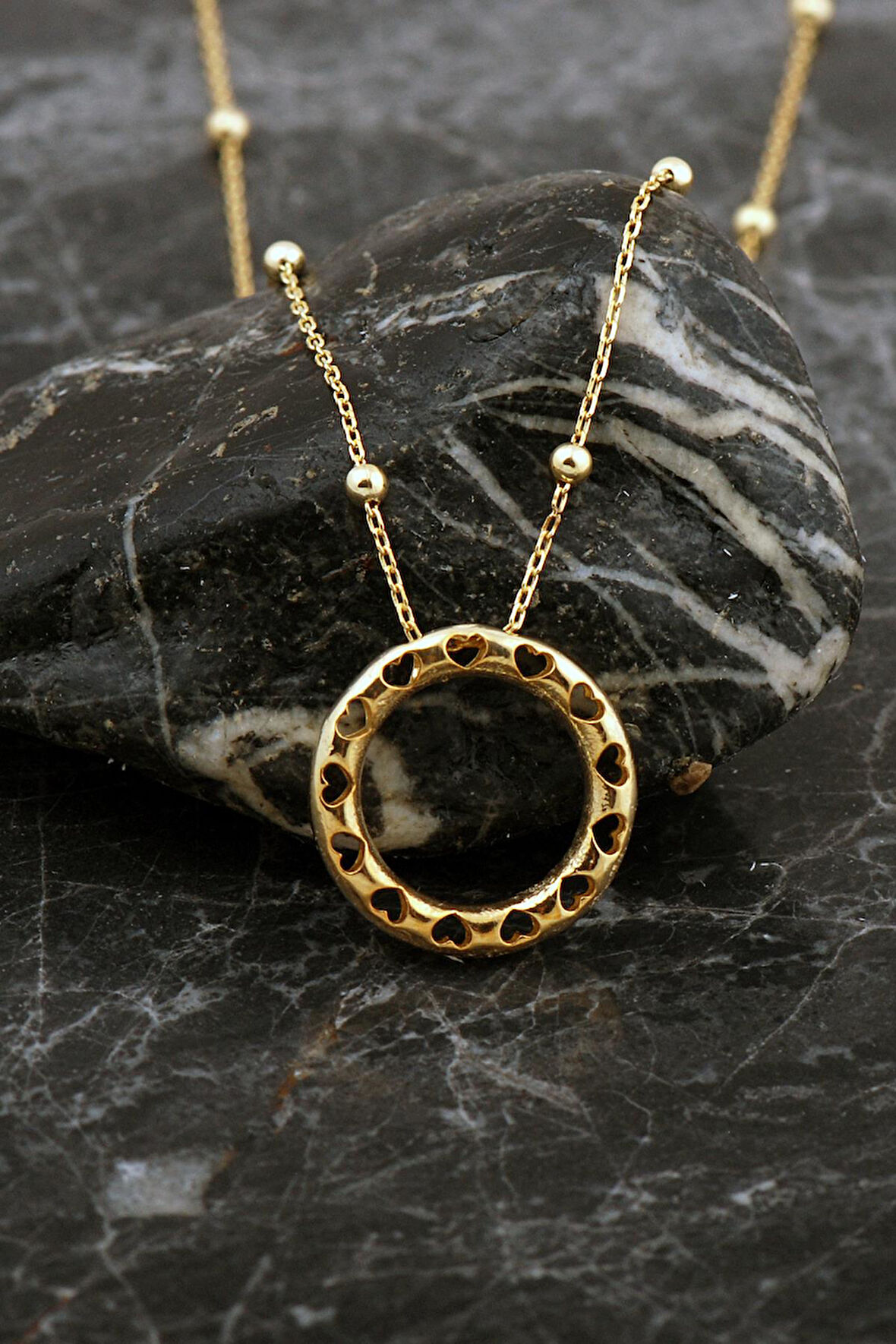 Kalpli Altın Kaplama O Harf Gümüş Balon Kolye 8051