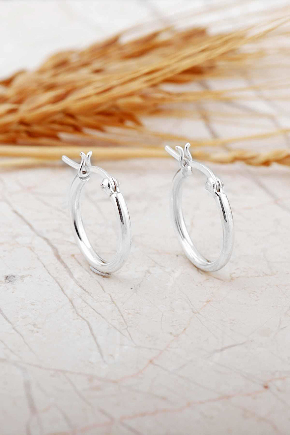 15 Mm İnce Gümüş Halka Küpe 7310