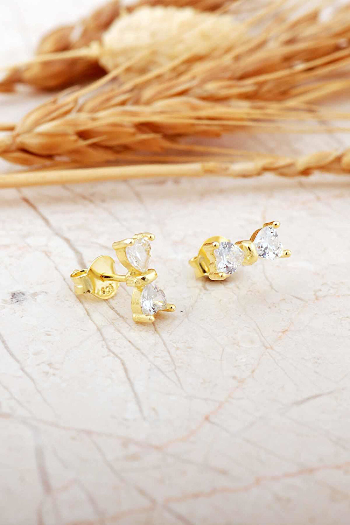 Fiyonk Altın Kaplama Mini Gümüş Küpe 7360