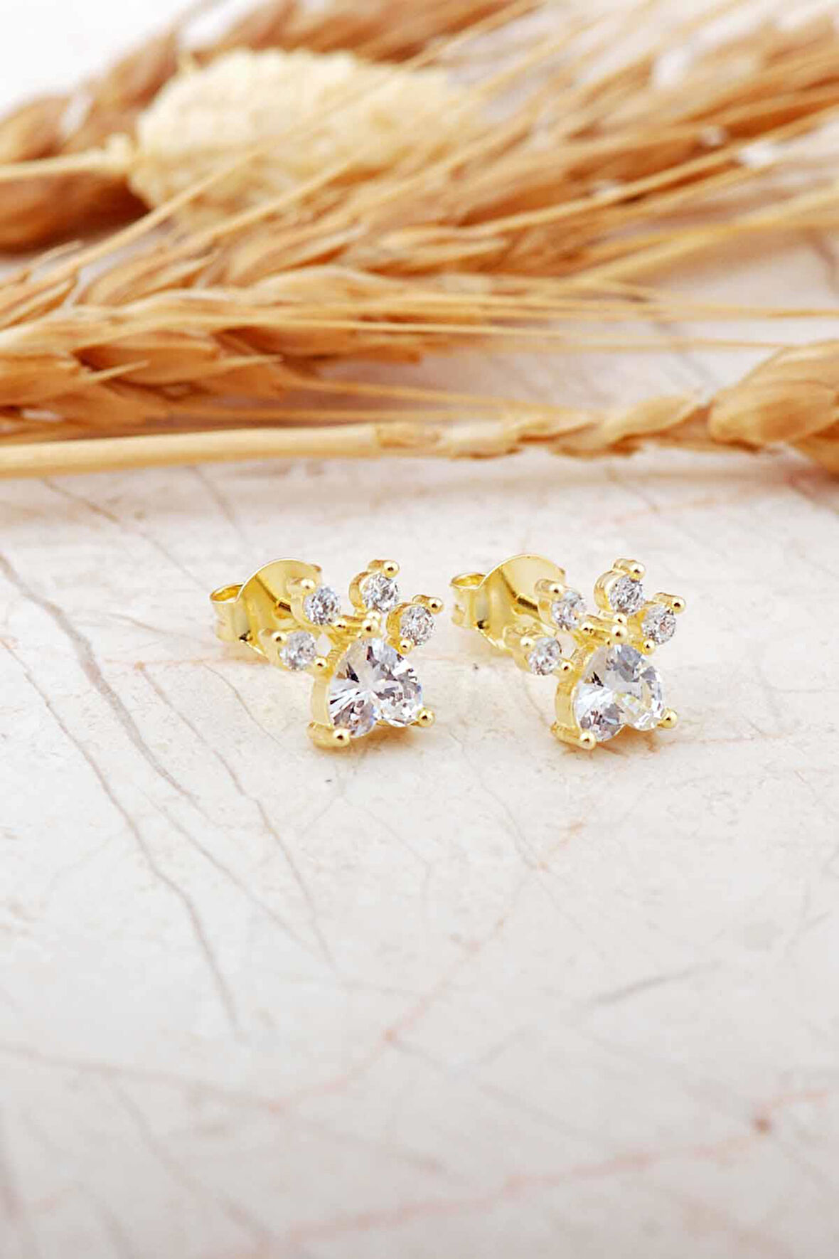 Pati Altın Kaplama Mini Gümüş Küpe 7385