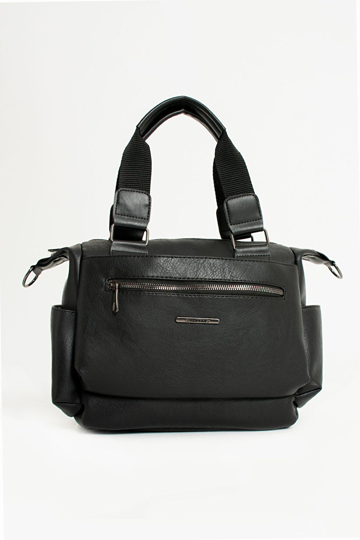 Kadın Suni Deri Çok Gözlü Kullanışlı Ayarlanabilir Çapraz Askılı Siyah Mat Omuz Çantası