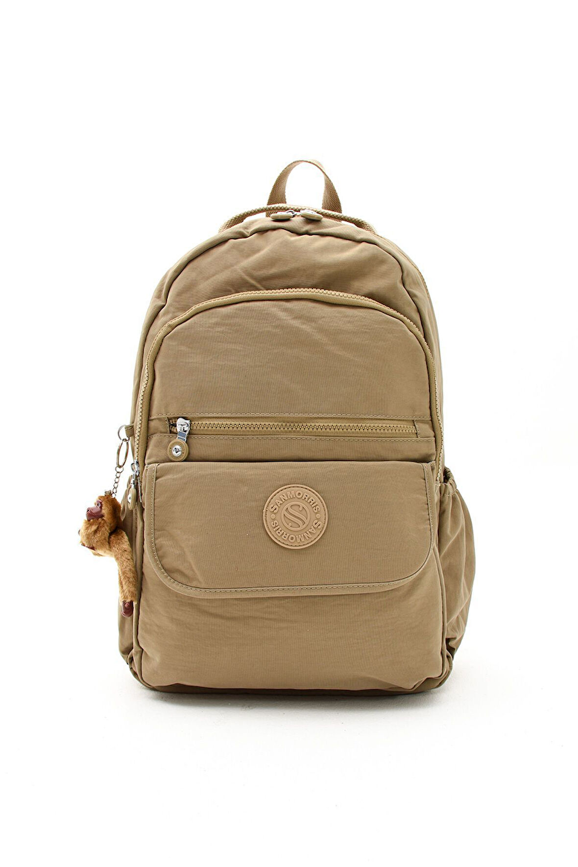 Unisex Suya Dayanıklı Kumaş Bej Renkli Laptop Bölmeli Büyük Boy Okul Seyahat Sırt Çantası