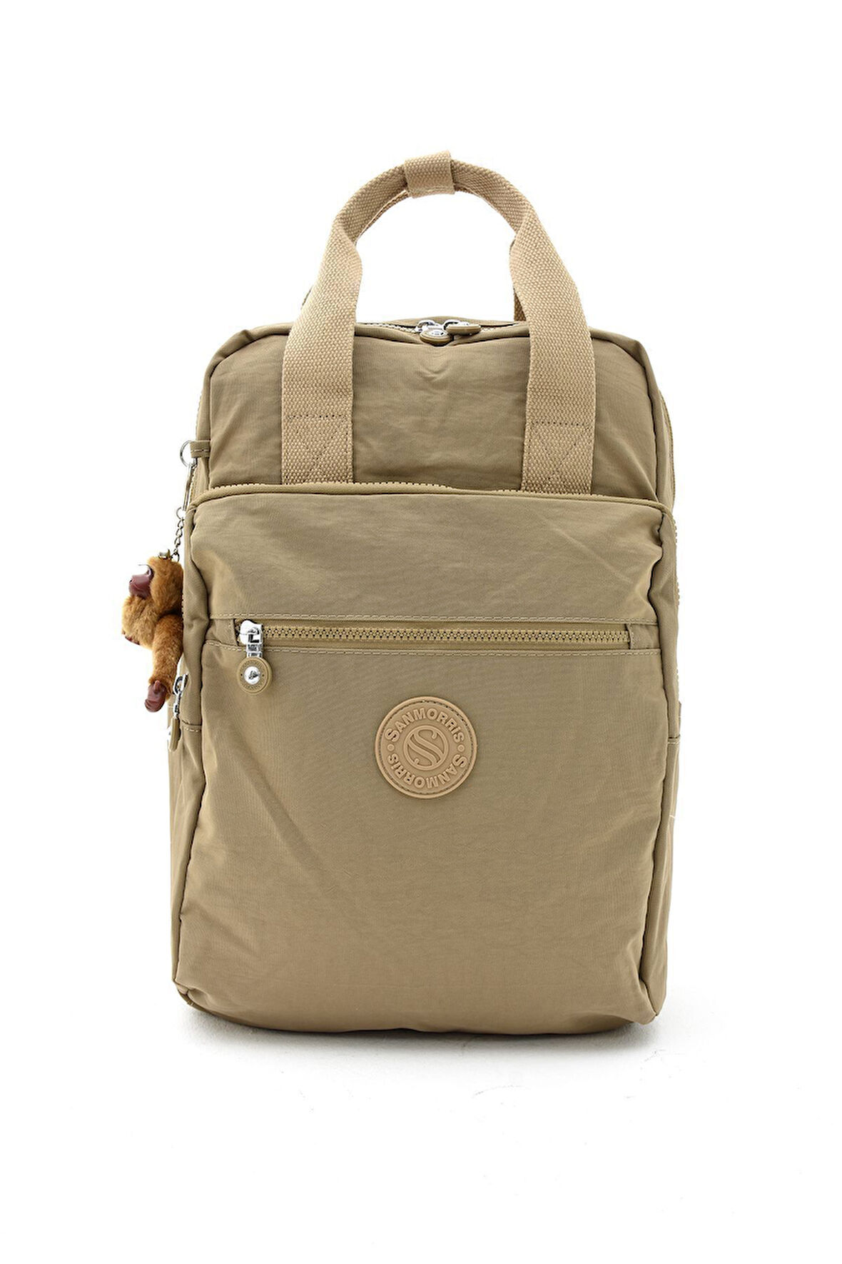 Unisex Suya Dayanıklı Krinkıl Kumaş Çok Gözlü Büyük Boy Kum Renkli Laptop Okul Ve Sırt Çantası