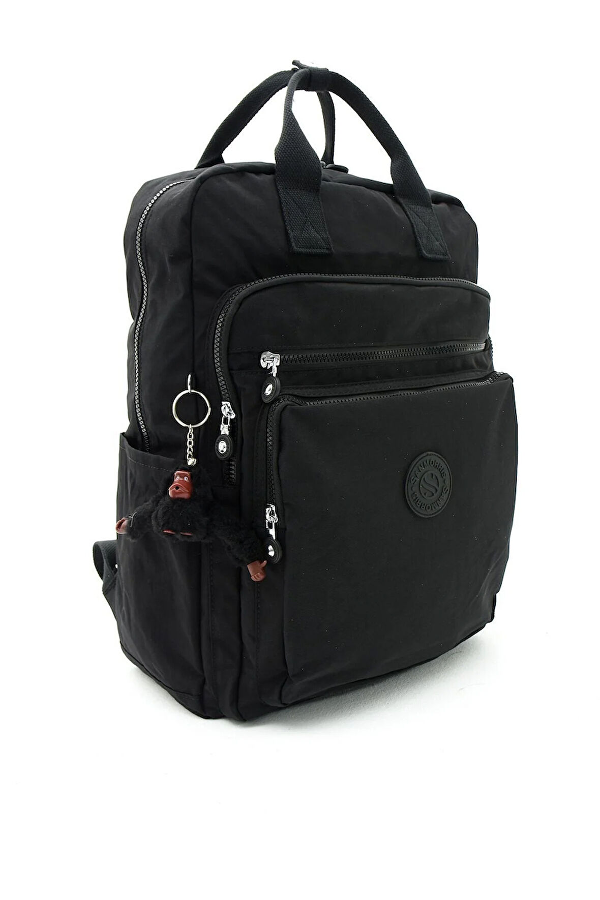 Unisex Suya Dayanıklı Krinkıl Kumaş Çok Gözlü Büyük Boy Siyah Renkli Laptop Okul Ve Sırt Çantası