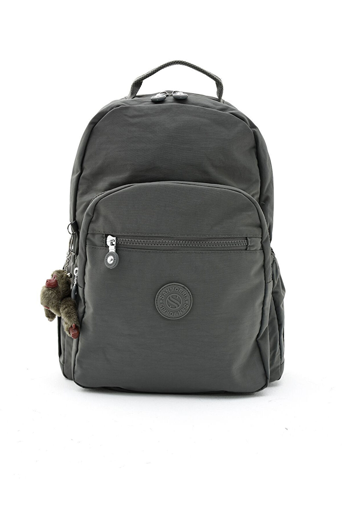 Unisex Suya Dayanıklı Krinkıl Kumaş Çok Gözlü Büyük Boy Koyu Gri Renkli Laptop Okul Ve Sırt Çantası