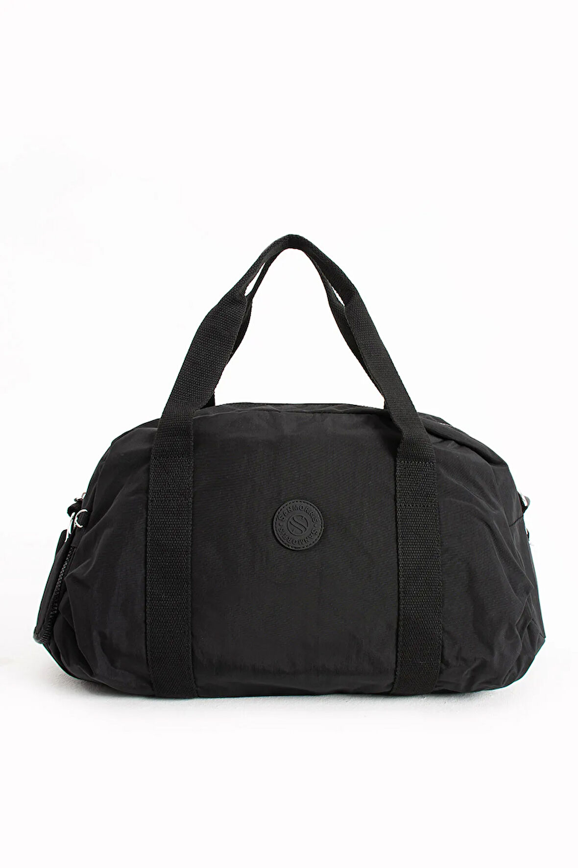 Unısex Büyük Boy Siyah Renk Krinkıl Kumaş Ayakkabı Bölümlü Çapraz Askılı Spor Ve Seyahat Çantası