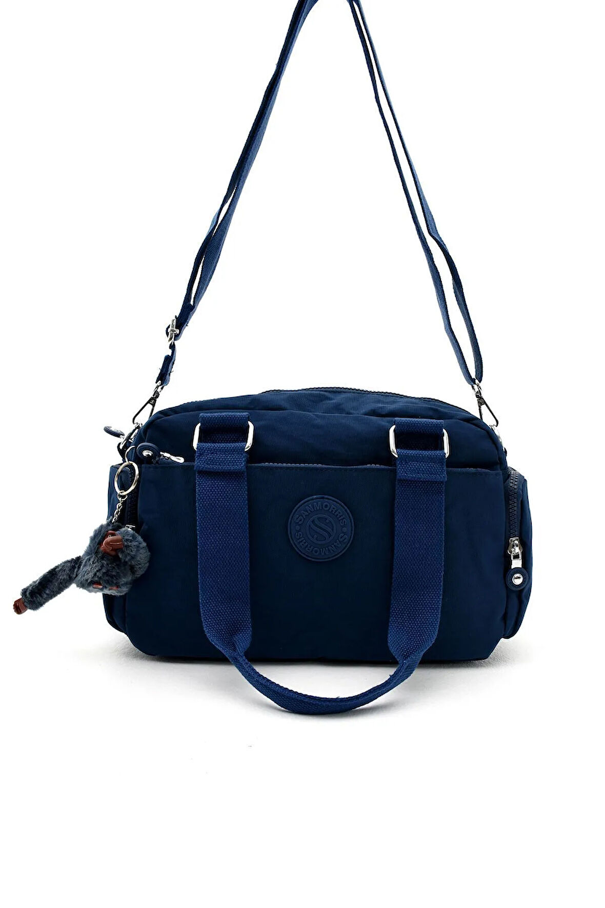 Unisex Krinkıl Kumaş Omuz Ve Çapraz Askılı Siyah Renkli Çanta