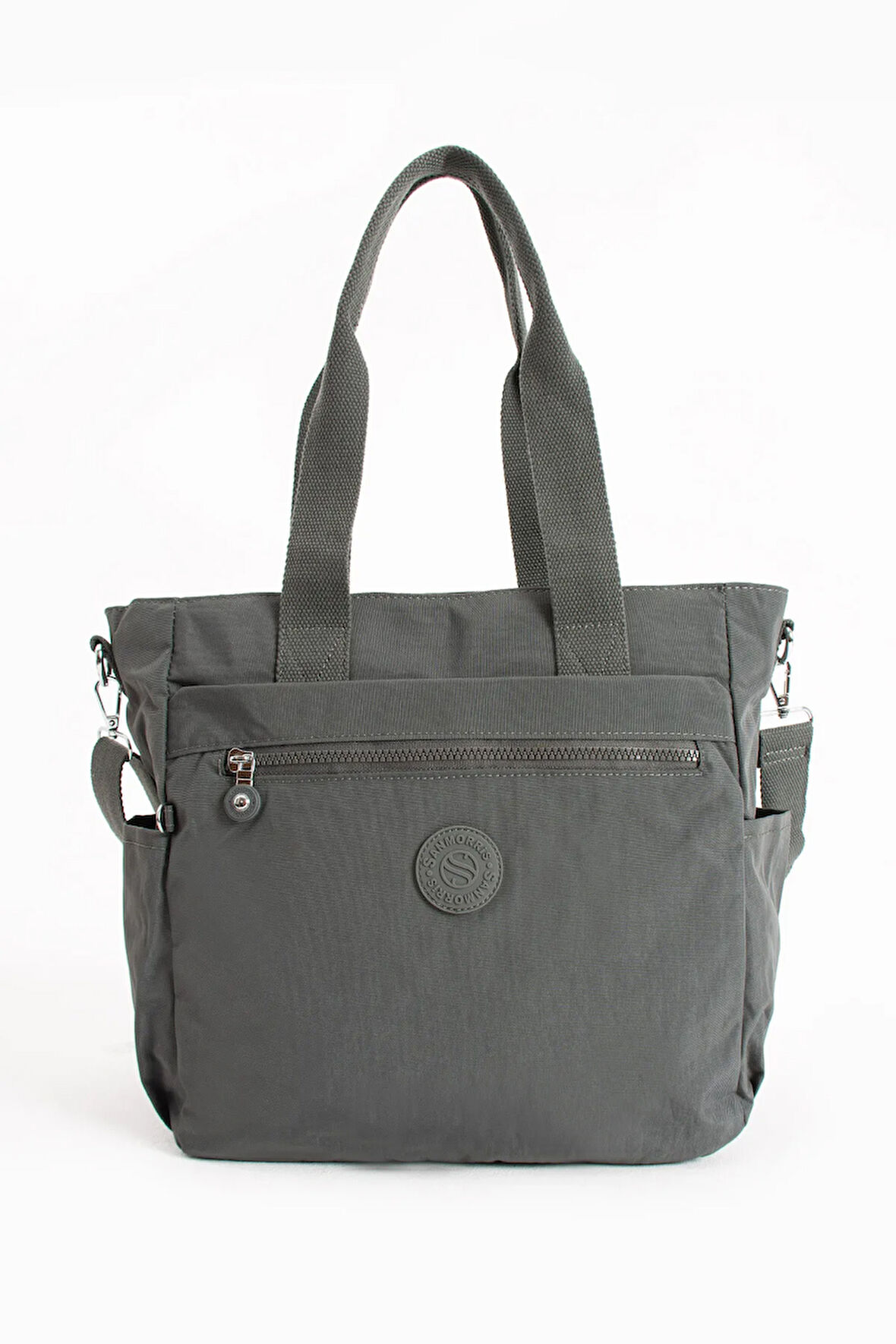 Kadın Büyük Boy Bölmeli Suya Dayanıklı Paraşüt Kumaş Çapraz Ve Omuz Askılı Koyu Gri Renkli Çanta