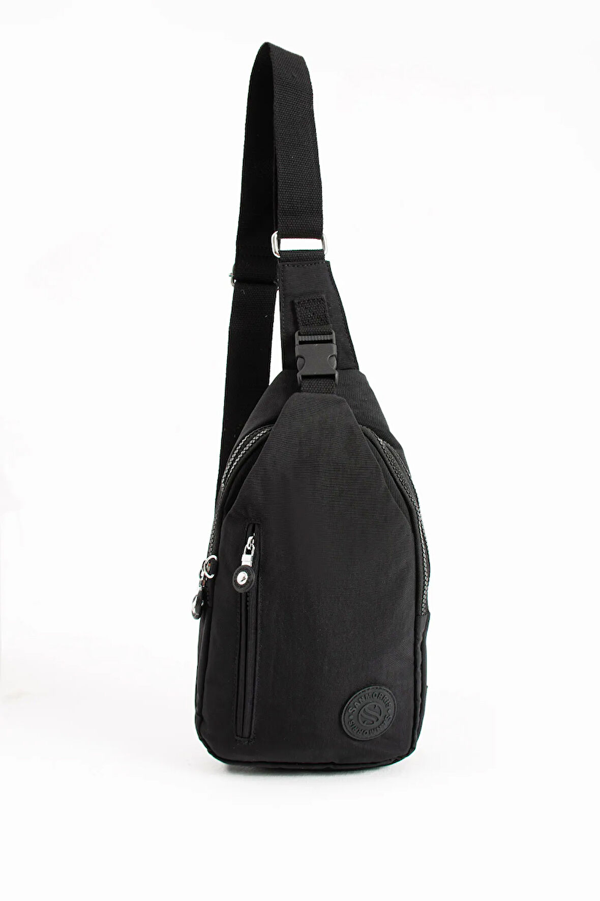 Kadın Krinkıl Kumaş Suya Dayanıklı Çapraz Askılı Siyah Renkli Çanta