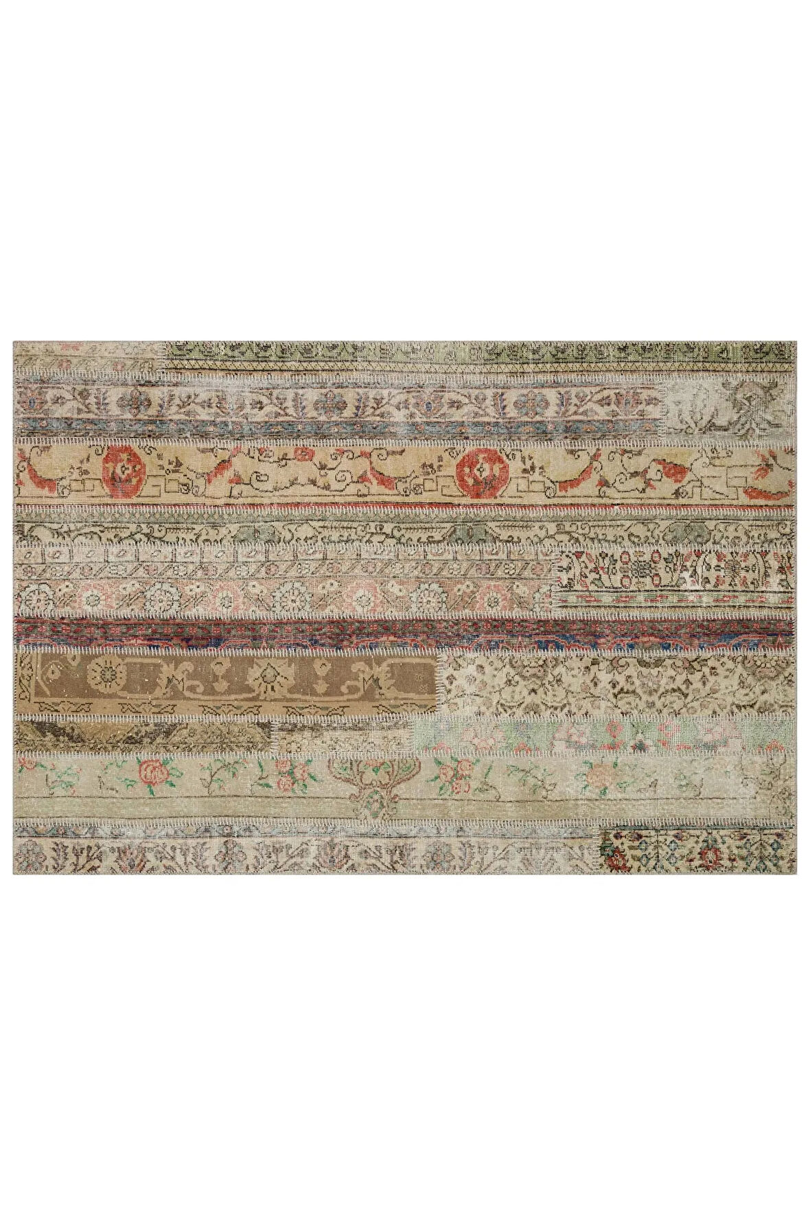 Klasik Modern Patchwork Eskitme Halı 160 X 230 cm 6003