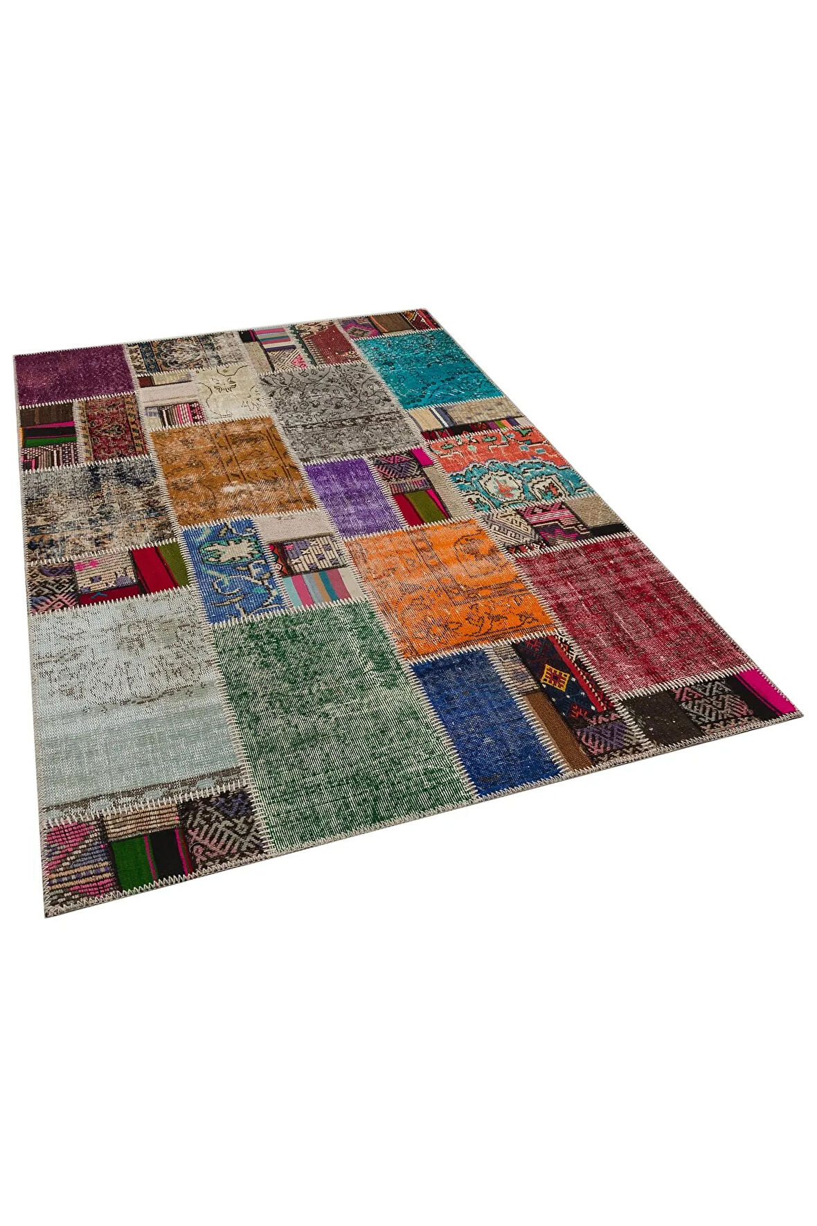 Özel Patchwork El Dokuma Eskitme Halı 160 X 230 Cm 6028