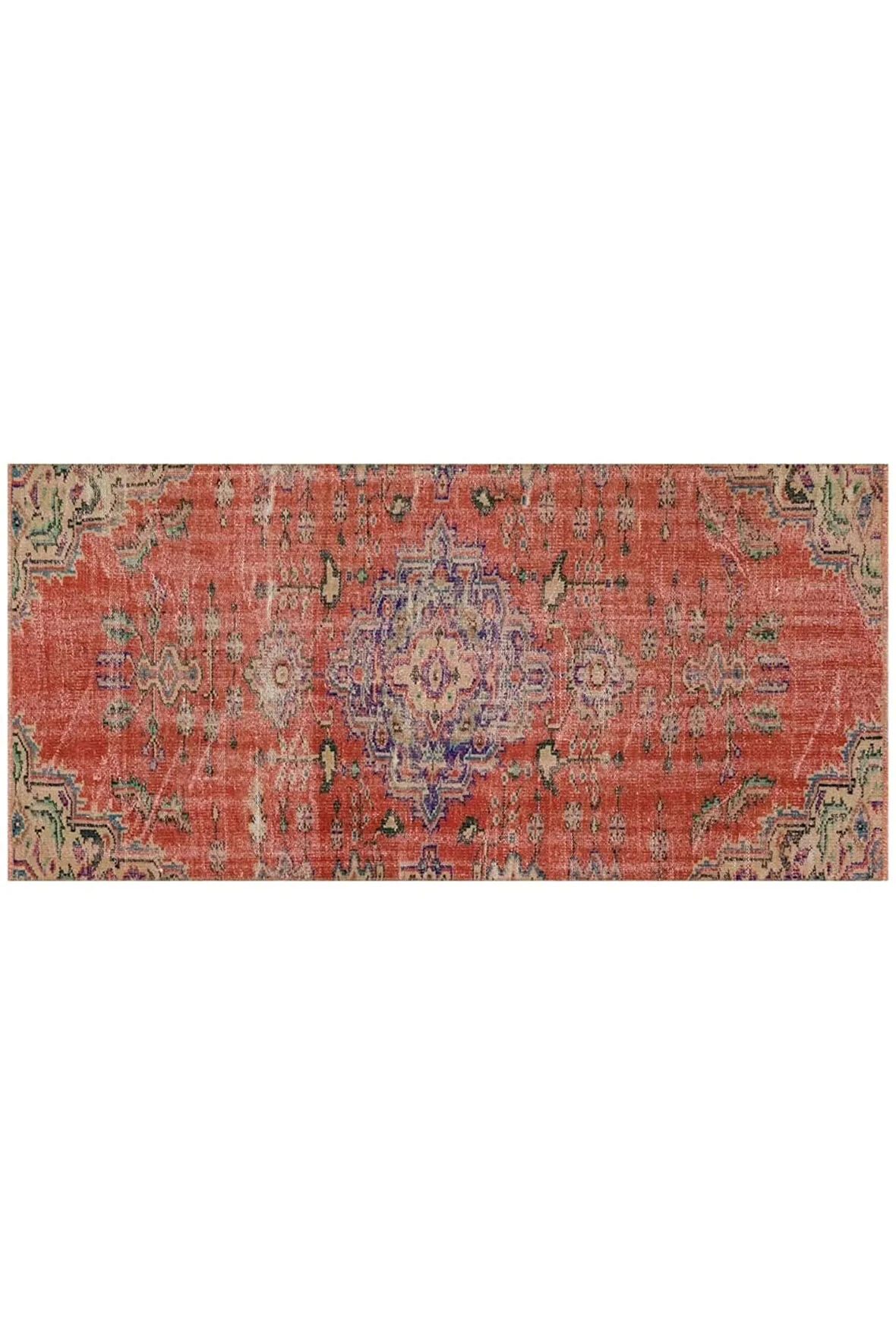 Vintage Eskitme El Dokuma Halı 122 X 219 Cm 9179