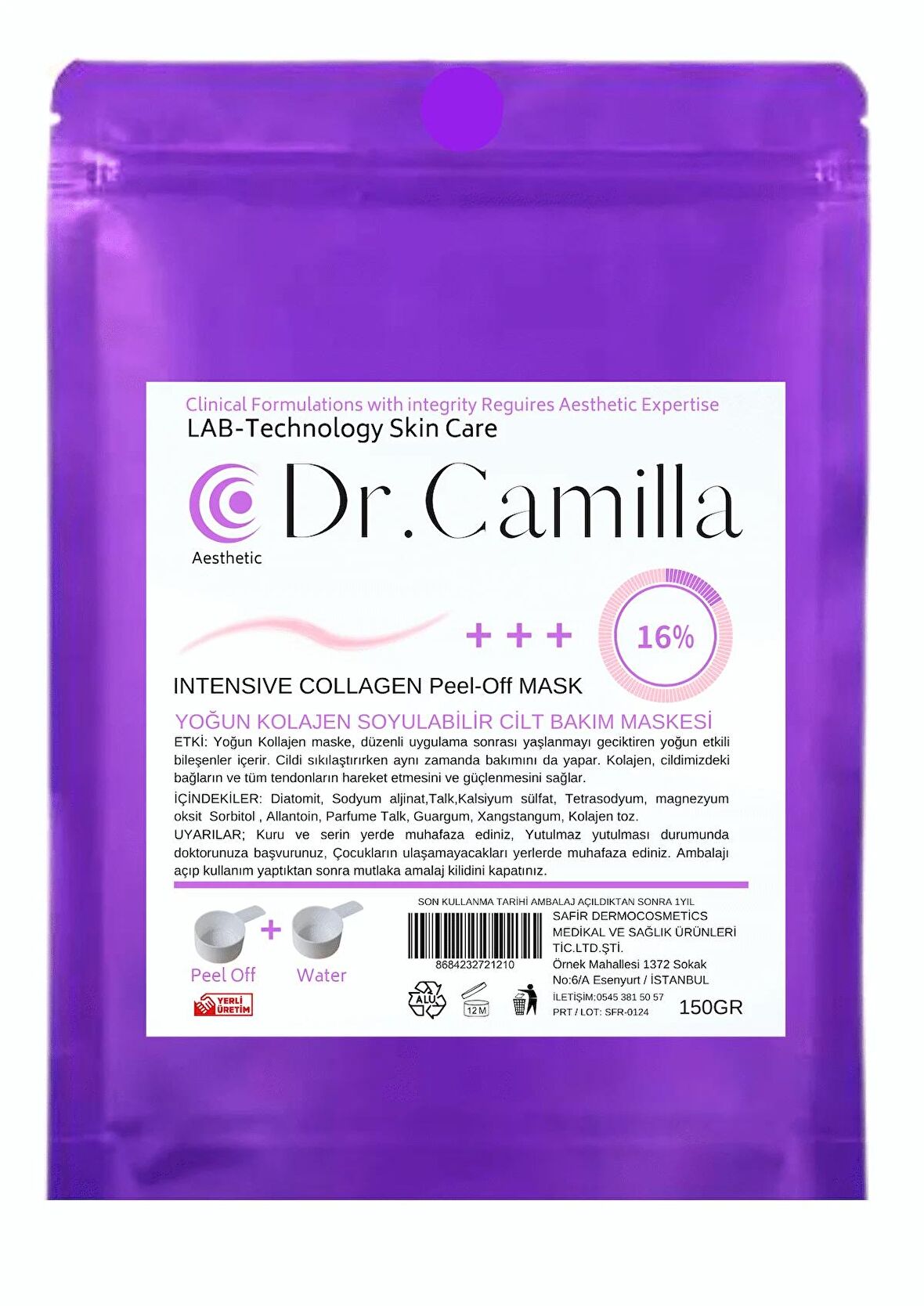 DR CAMİLLA YOGUN KOLEJEN15++ SOYULABİLİR CİLT BAKIM MASKESİ / PELLOF MASK