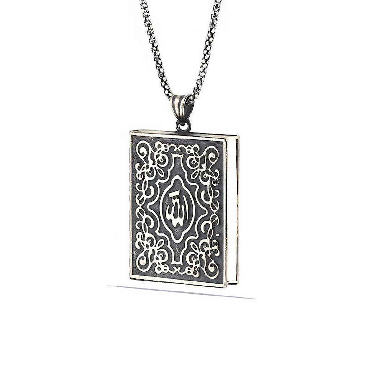 925 Ayar Gümüş Kare İçi Açılabilen Muskalık Gümüş Kolye