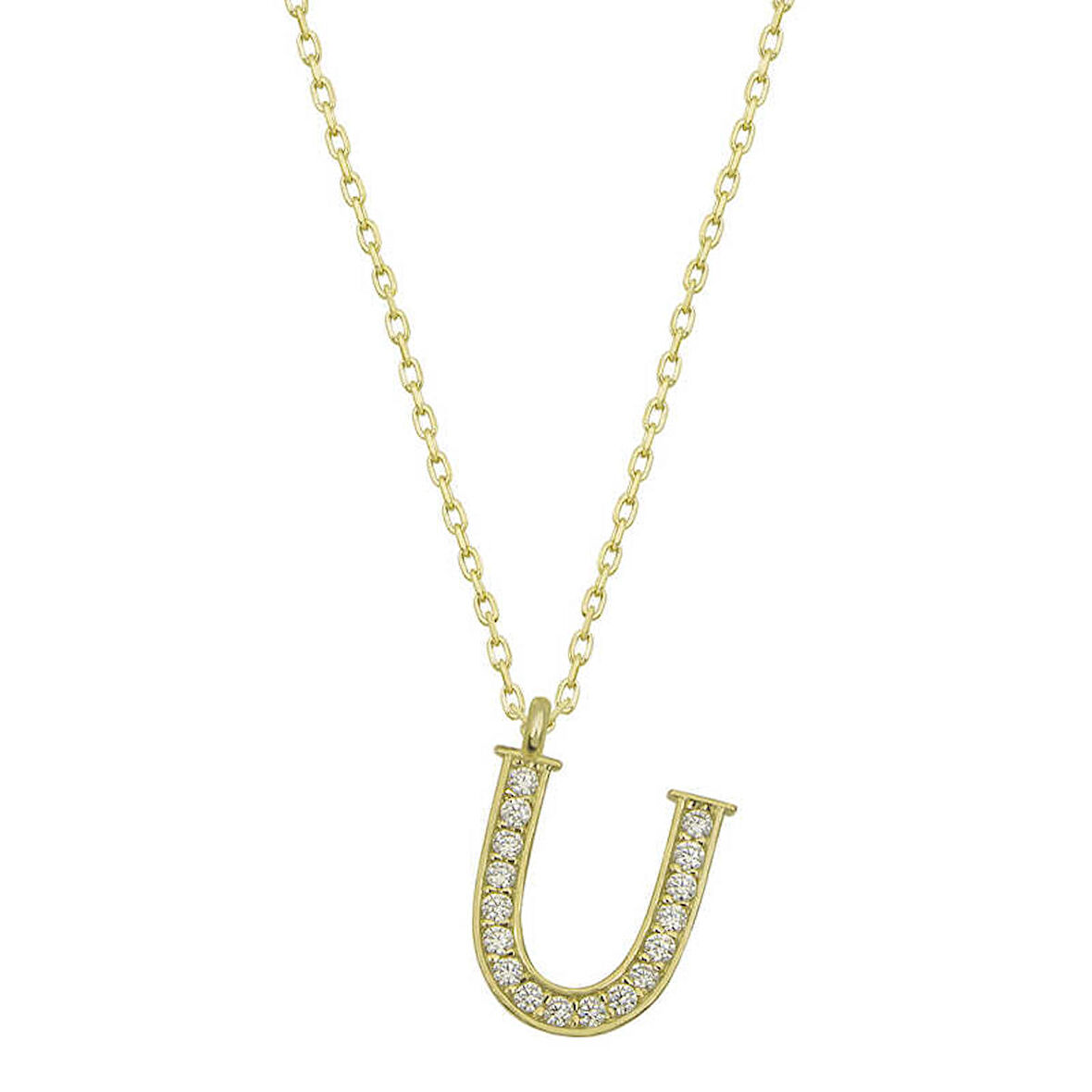 925 Ayar Gümüş U Harfi Kadın Kolye