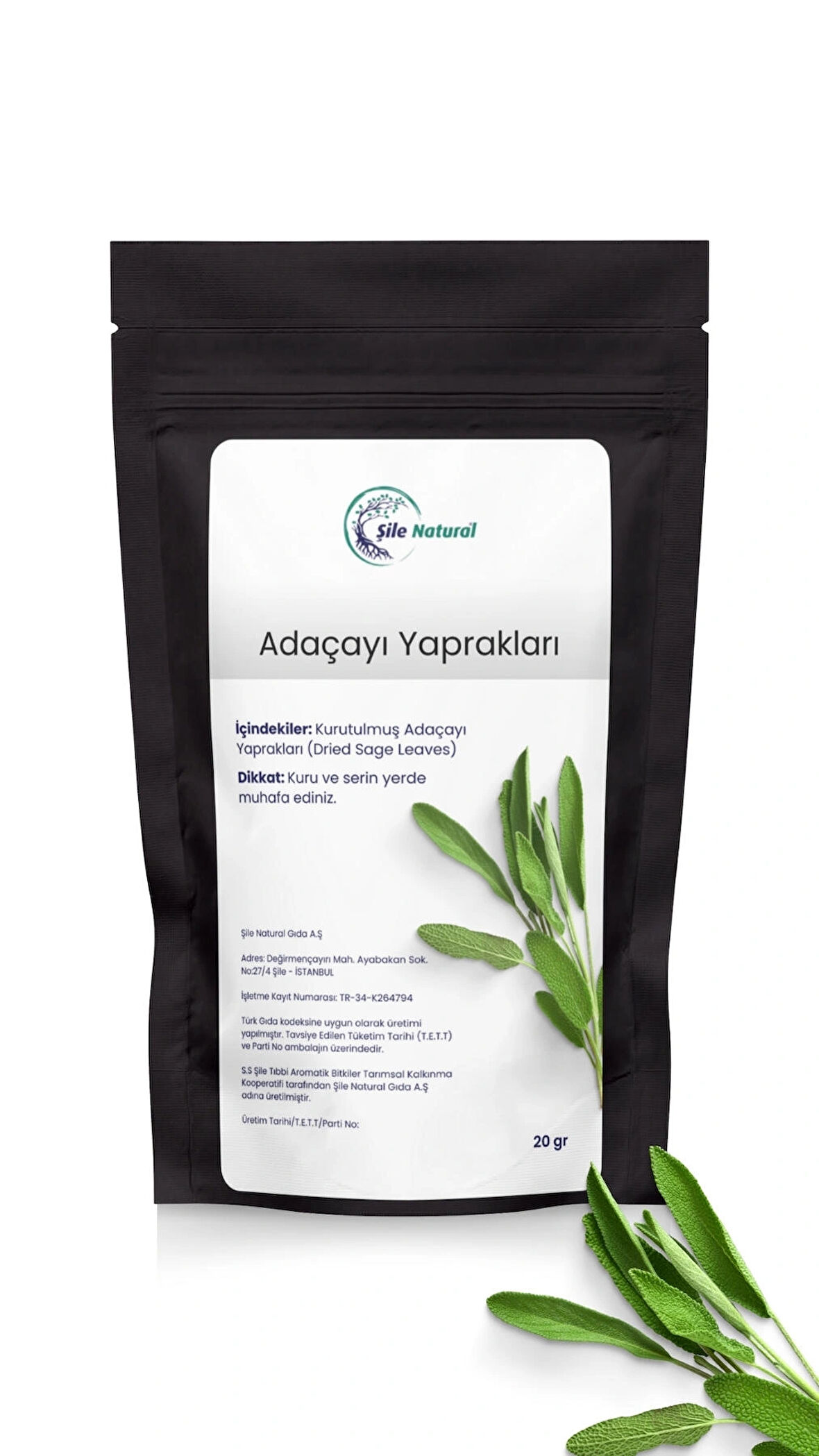 Adaçayı Saf Doğal, Sage Tea - Tıbbi Aromatik Bitkiler Kooperatifi Adaçayı Yaprak 20 gr