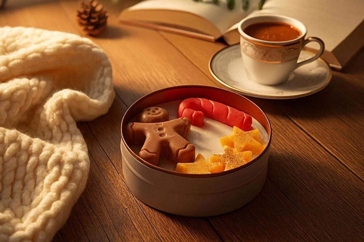 Noel Temalı El Yapımı Dekoratif Kokulu Mum 7x3 cm 80 Gr