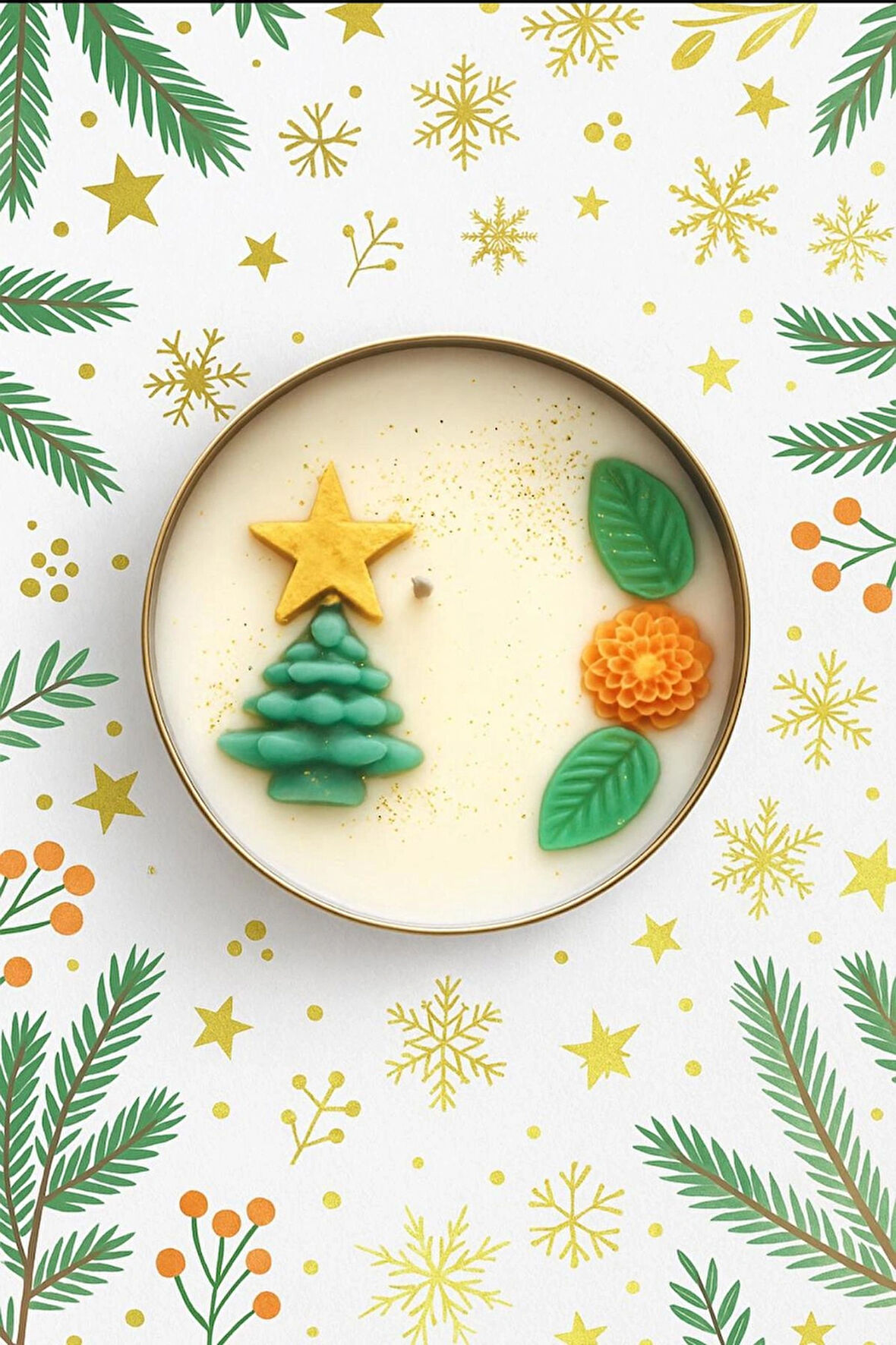 Çam Ağacı Temalı 80 gr Soya Wax Mum – El Yapımı Kokulu Yılbaşı Hediyesi, 7x3 cm Dekoratif Kutulu Mum