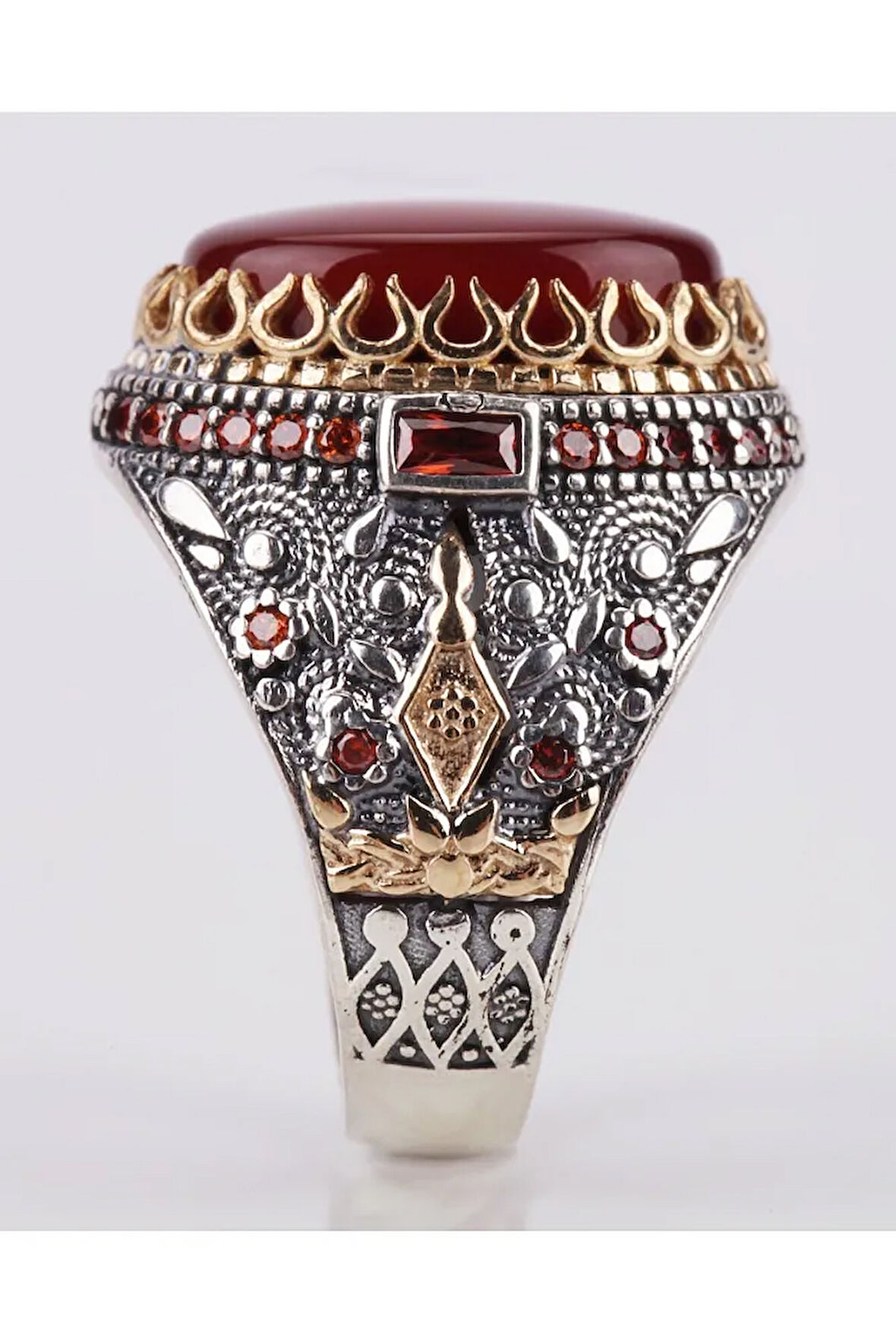 Erkek Baget Akik Taşlı  Gümüş Yüzük 925 Ayar