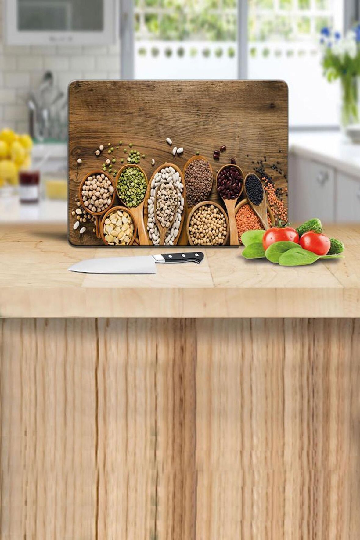 Baklagiller Cam Kesme Tahtası  - Cam Kesme Tablası  | 30 cm x 40 cm