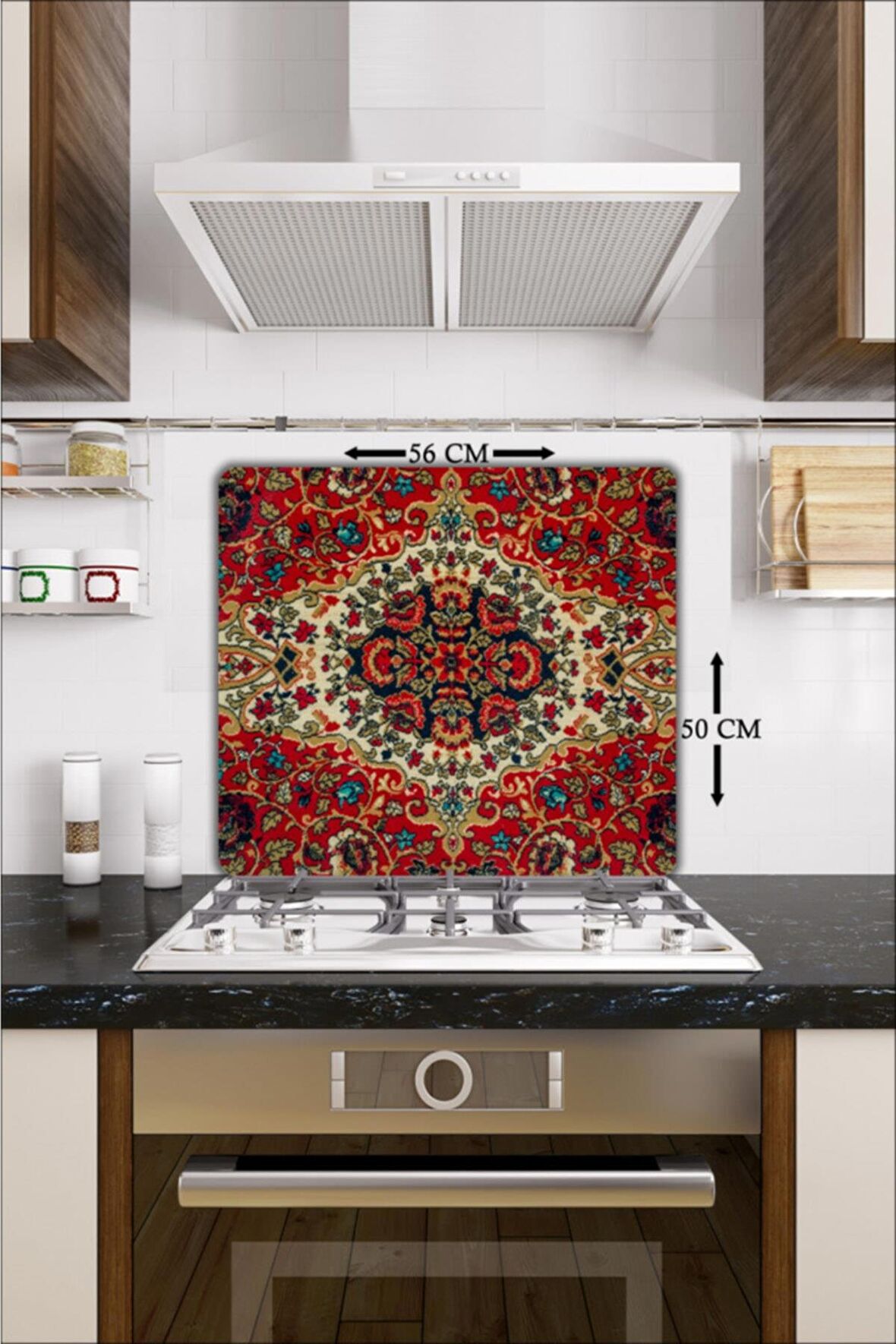 Cam Ocak Koruyucu Ve Cam Kesme Tahtası Halı 50 cm x 56 cm Tek Parça