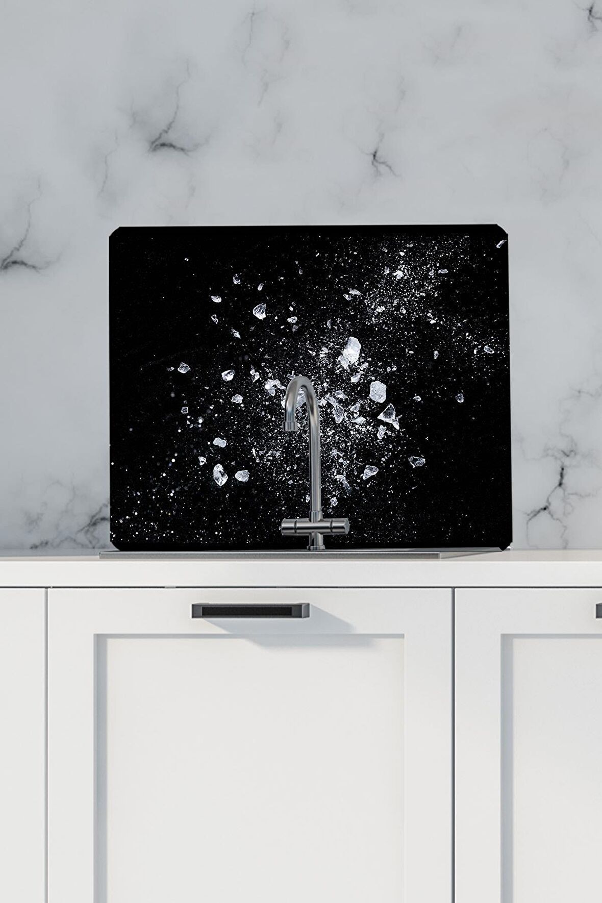 Kırık Buz Desenli Mutfak Duş Lavabo Arkası Koruyucu - 50x56 cm