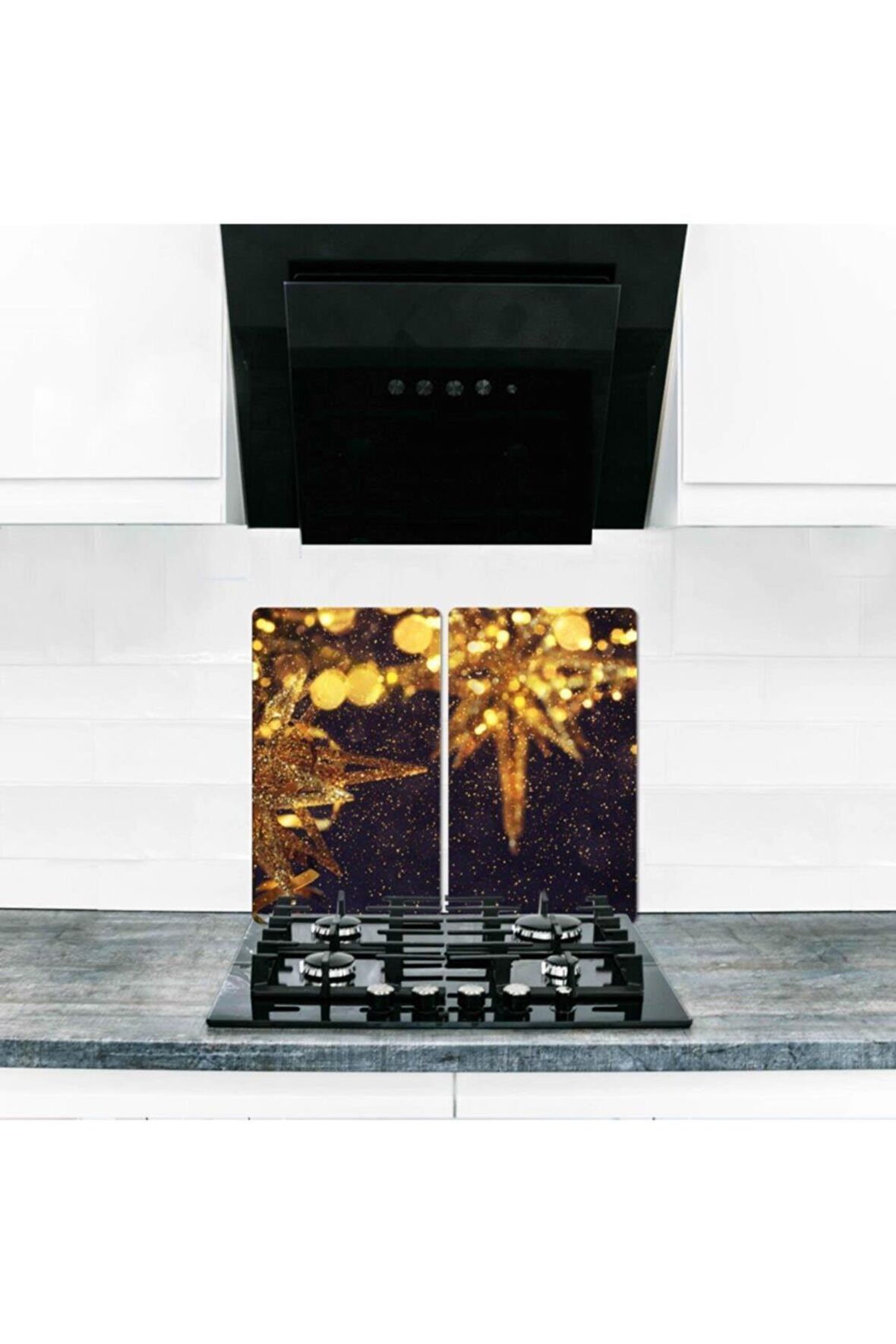 Cam Ocak Arkası Koruyucu ve Kesme Tahtası Kutlama | 30cm x 52cm 2'li