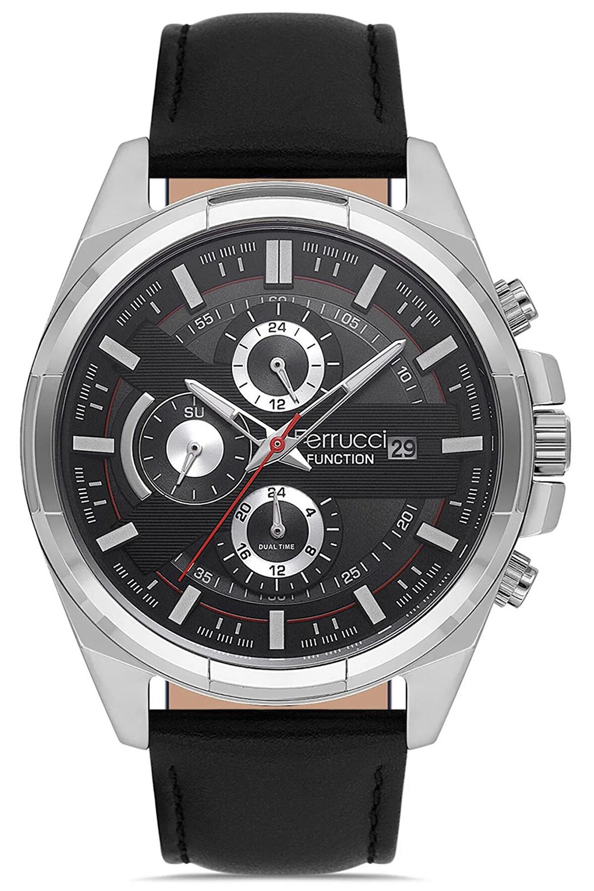 Erkek Çelik Kasa Spor Kol Saati Hakiki Deri Kordon Su Geçirmez Takvimli İç Fonksiyonlar Aktif Çalışır 