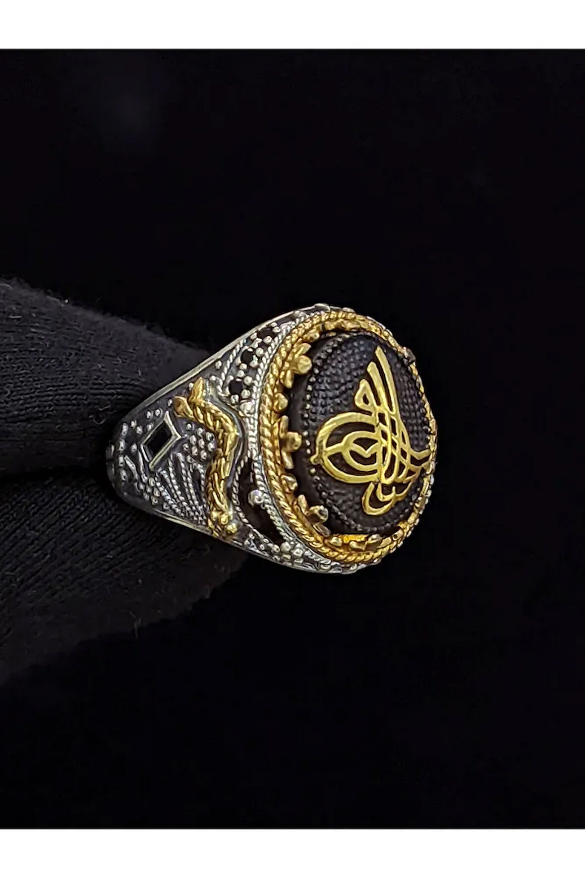 Markazit Taşlı Osmanlı Tuğralı  925 Ayar El Yapımı Gümüş Yüzük