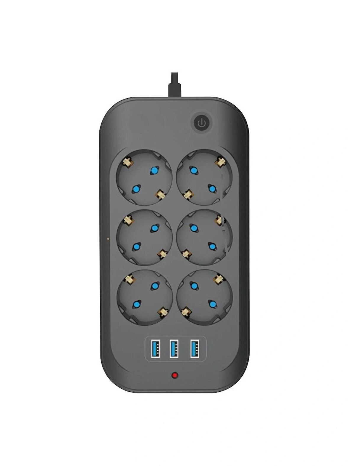 Termal Akım Korumalı Priz 3-Usb Giriş 3 Soket 1.5m uzatma