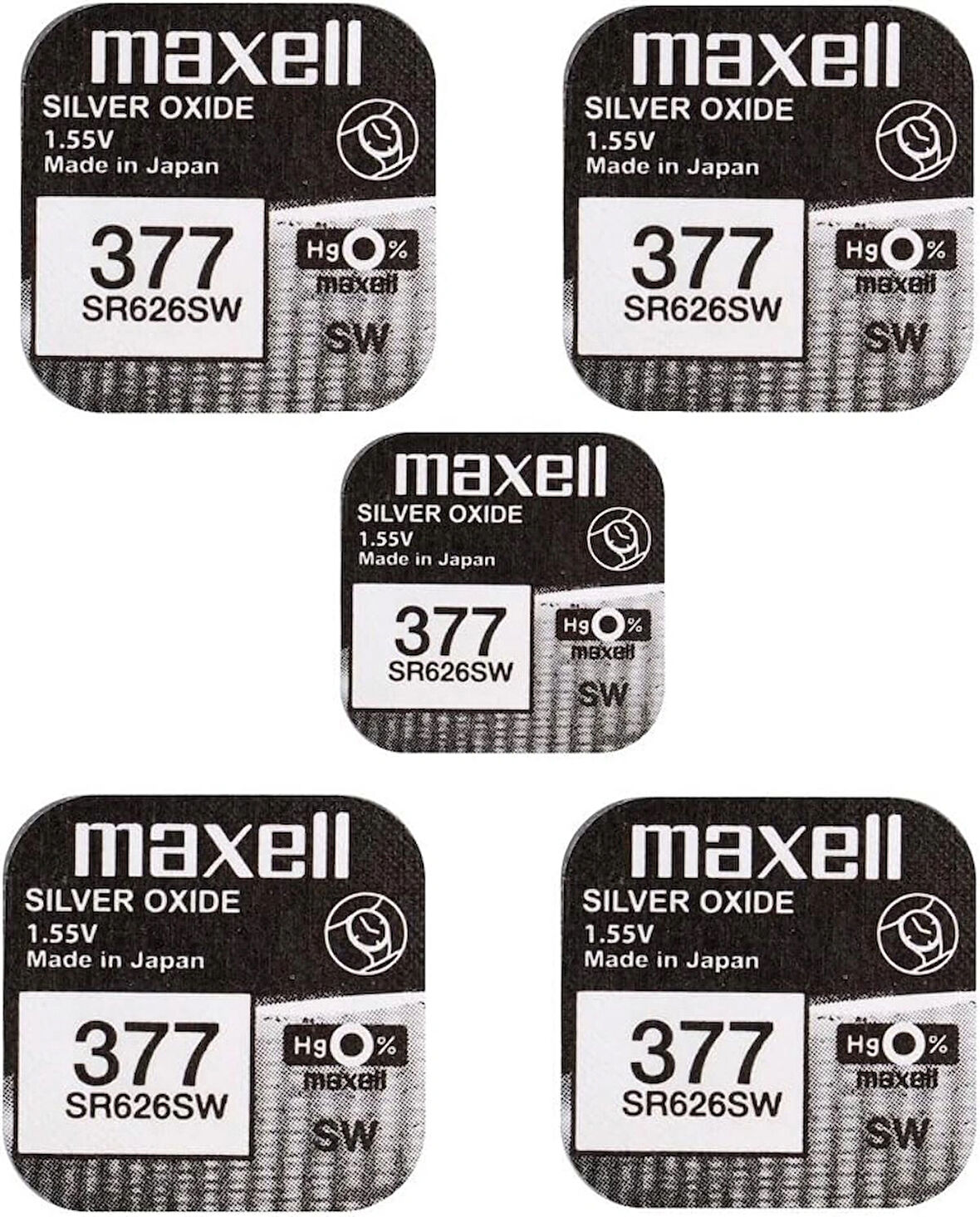 Maxell Brunswick 377 SR626SW Düğme pil 1,55 V 5 ADET