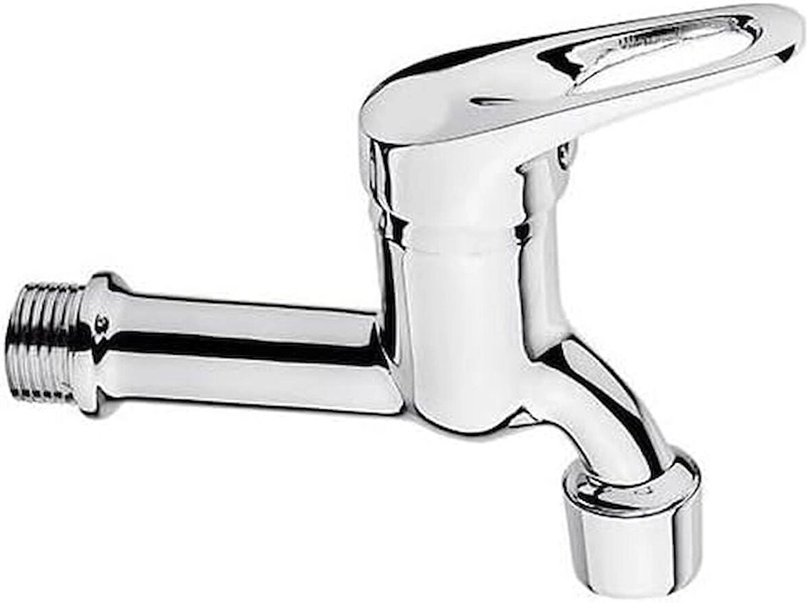 Krom Duvardan Tekli Mix Musluk Aç Kapa Lavabo Wc Tuvalet Bahçe Musluğu