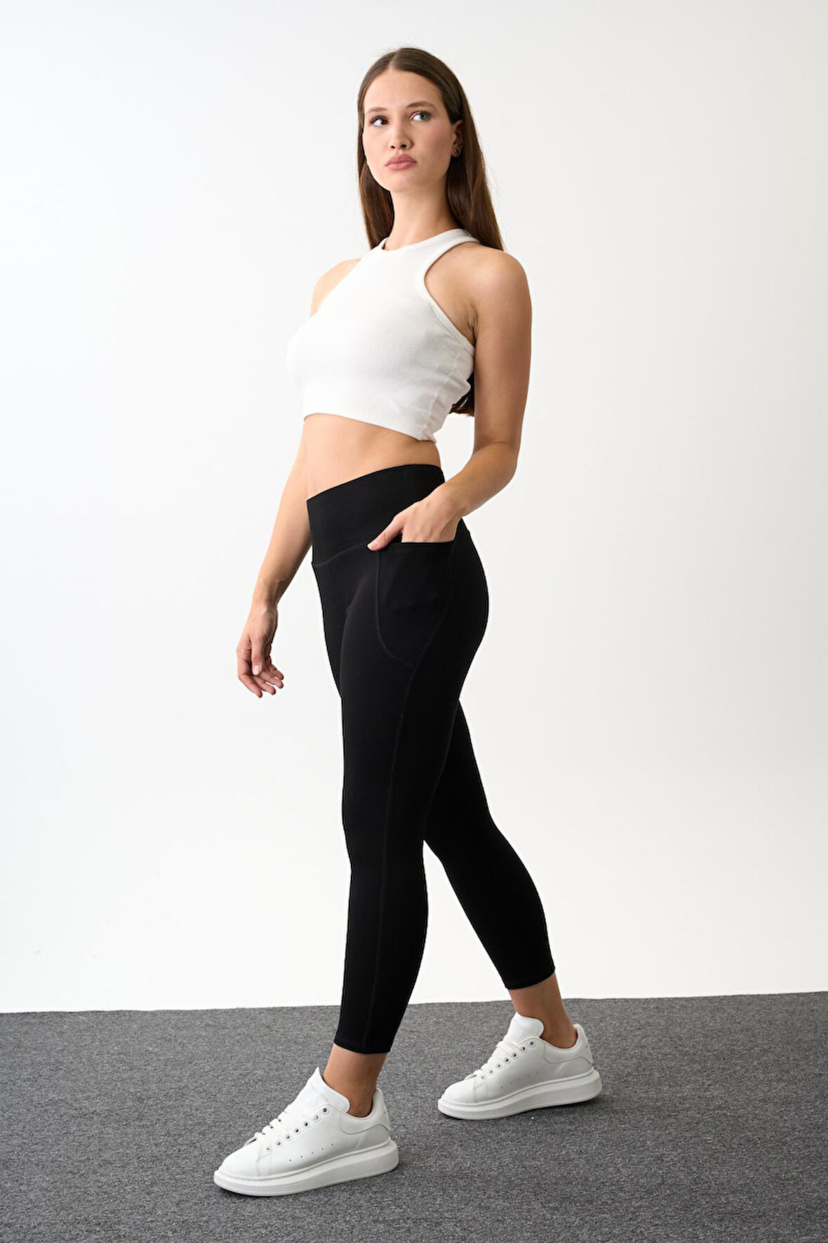 Cep Detaylı Yüksek Bel Tayt