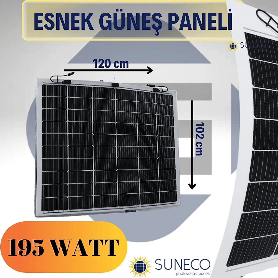 195 Watt Yarı Esnek Güneş Paneli Half Cut Monokristal Solar Güneş Paneli 12volt Karavan 205w