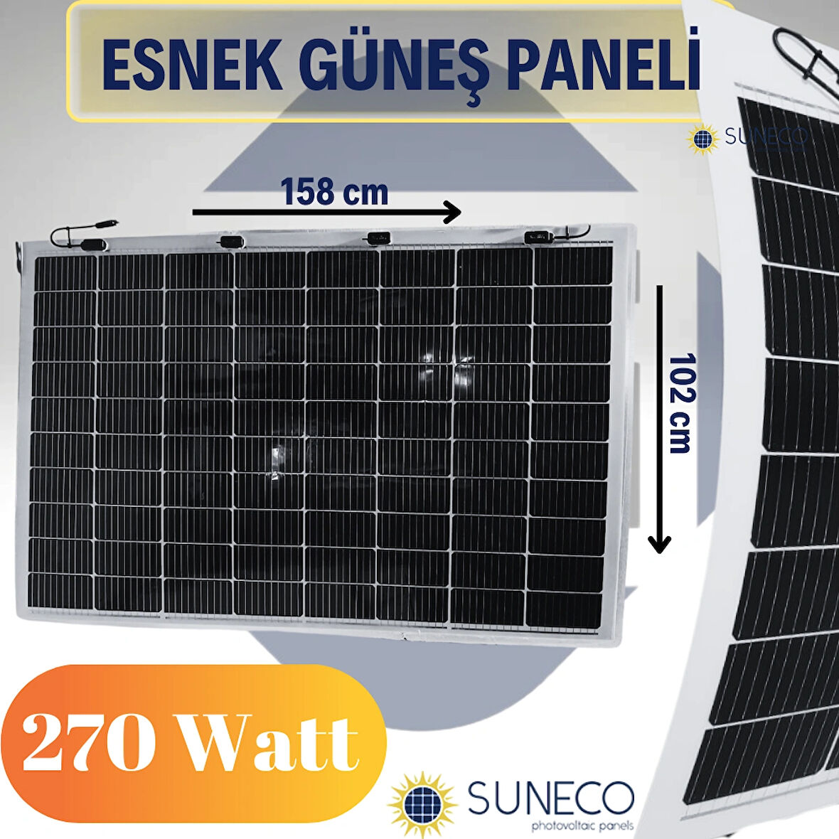 270 Watt Yarı Esnek Güneş Paneli Half Cut Monokristal Solar Güneş Paneli Karavan Tekne