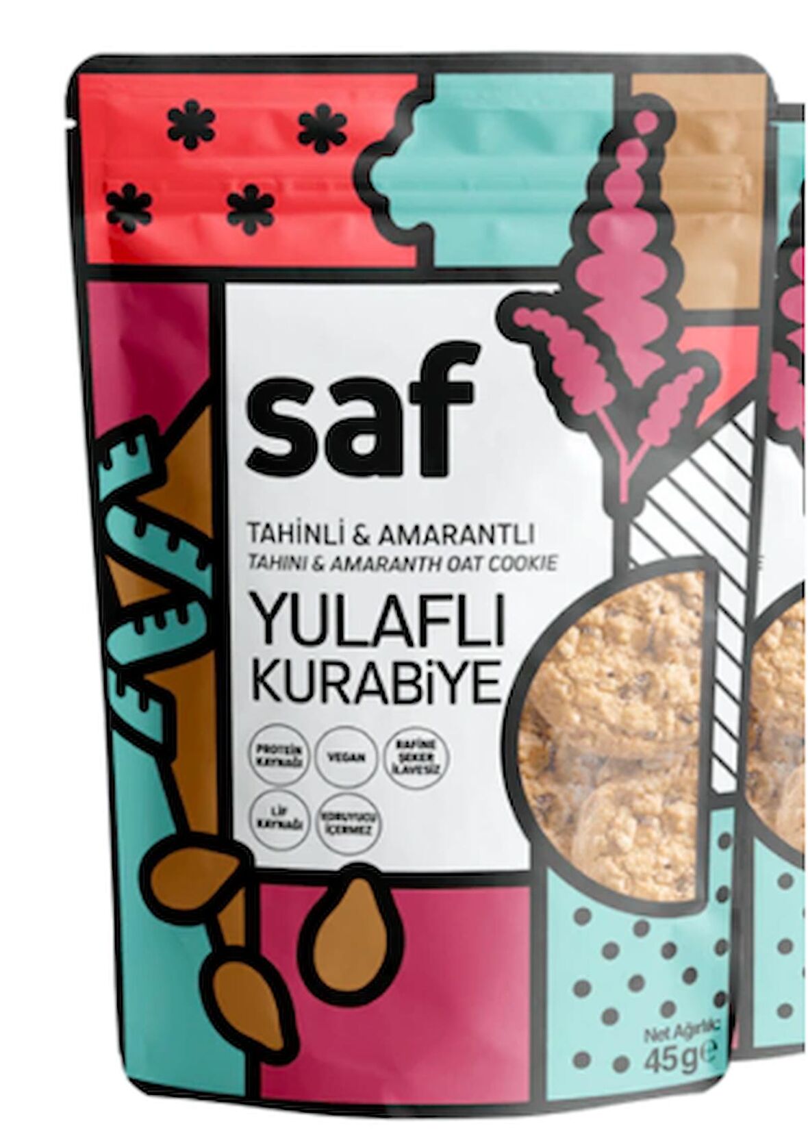 Saf Tahinli & Amarantlı Yulaflı Kurabiye 4 x 45 G