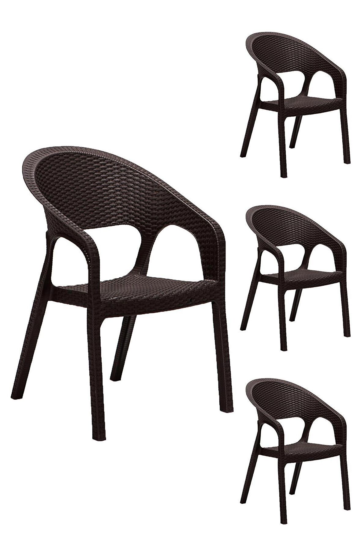 4 Adet Garden Kahve Sandalye / Balkon-Bahçe-Teras