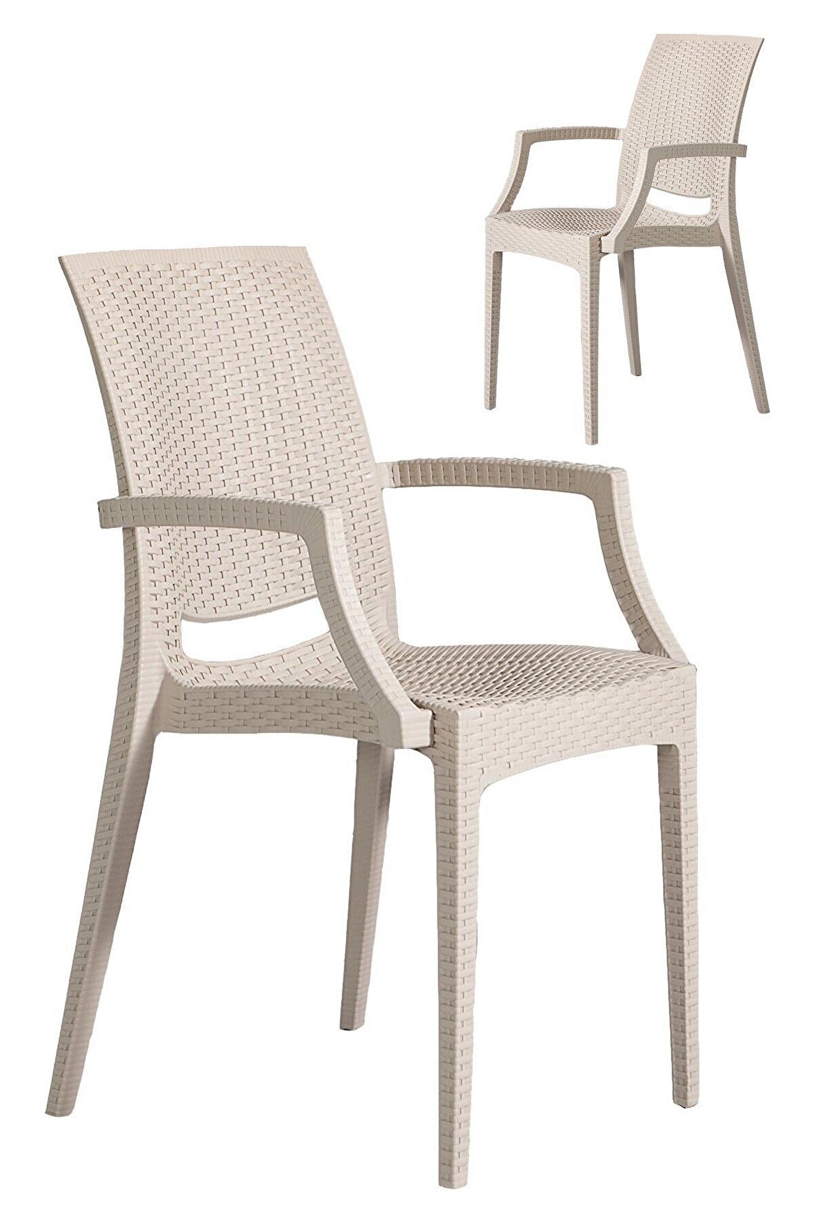 2 Adet Rattan Lüx Cappucino Sandalye / Balkon-Bahçe-Teras