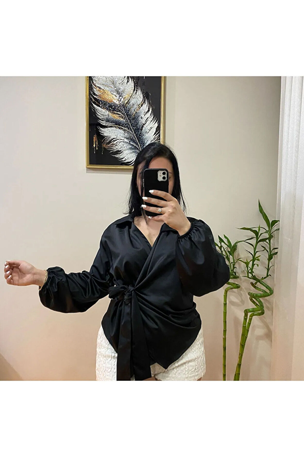 Saten Bağlamalı Gömlek