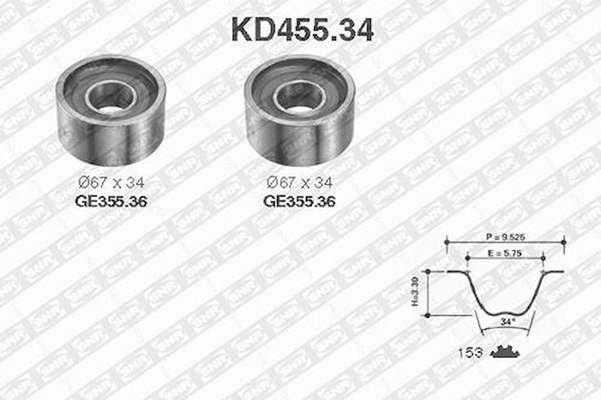 SNR KD45534 Eksantrik Rulman Kiti Triger Seti Ducato Boxer Jumper Movano Master 2.8 Düz 00-03 153 Diş Kayışı 4740846