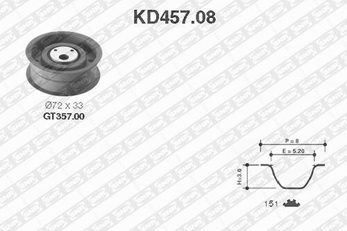 SNR KD45708 Eksantrik Rulman Kiti Triger Seti Escort Cl1.6 Zetec 92-00 Escort 92-00 Fiesta III 92-95 Orion 8 YS7J6268AB