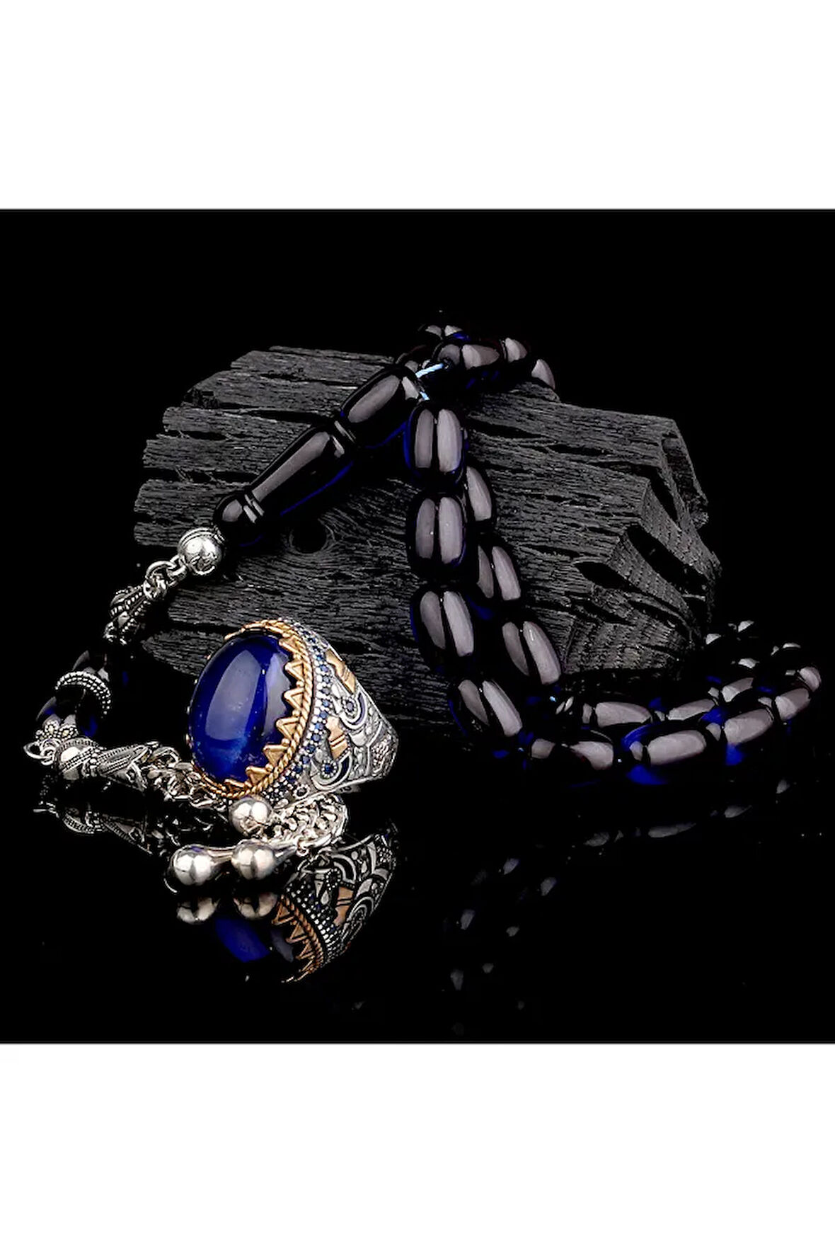 925 Ayar Gümüş Erkek Yüzük Akik Taşlı & Doğal Akik Taşlı Tesbih