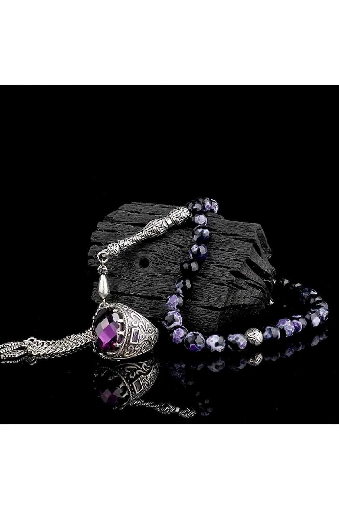 925 Ayar Gümüş Erkek Yüzük Akik Taşlı & Doğal Akik Taşlı Tesbih