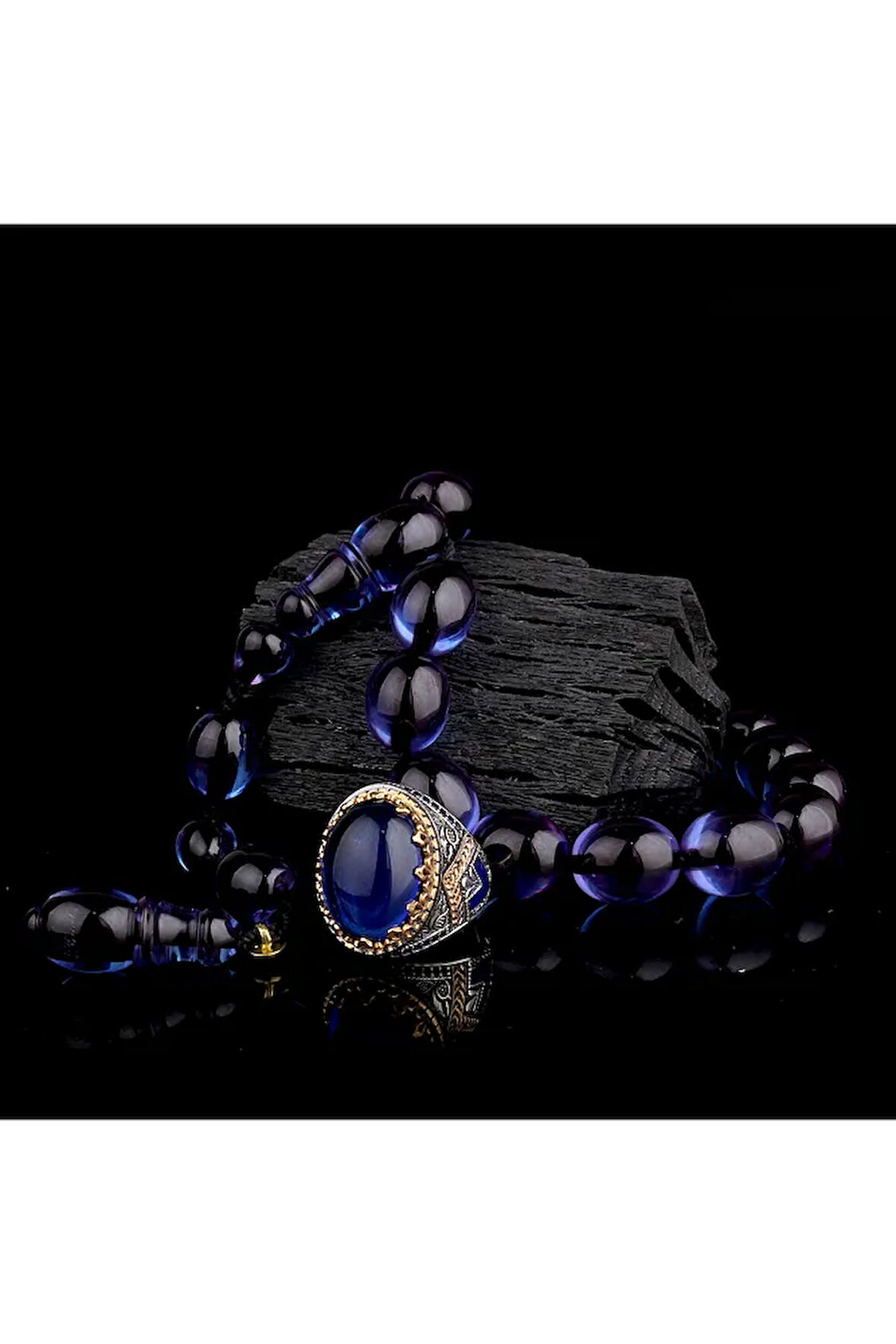 925 Ayar Gümüş Erkek Yüzük Akik Taşlı & Doğal Akik Taşlı Tesbih