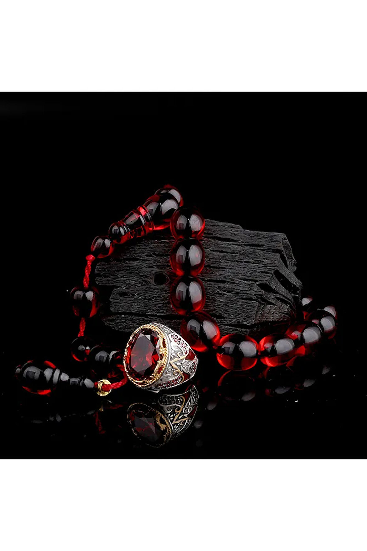 925 Ayar Gümüş Erkek Yüzük Akik Taşlı & Doğal Akik Taşlı Tesbih