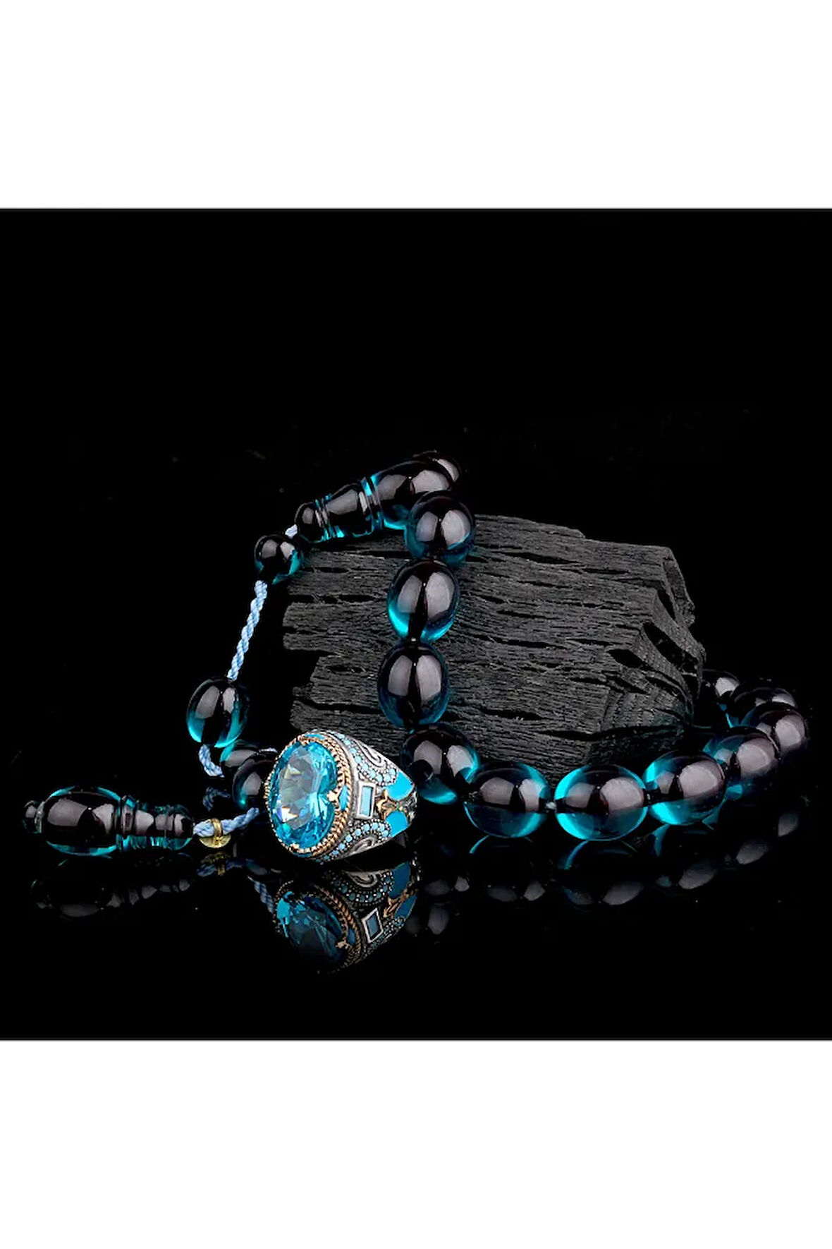 925 Ayar Gümüş Erkek Yüzük Akik Taşlı & Doğal Akik Taşlı Tesbih