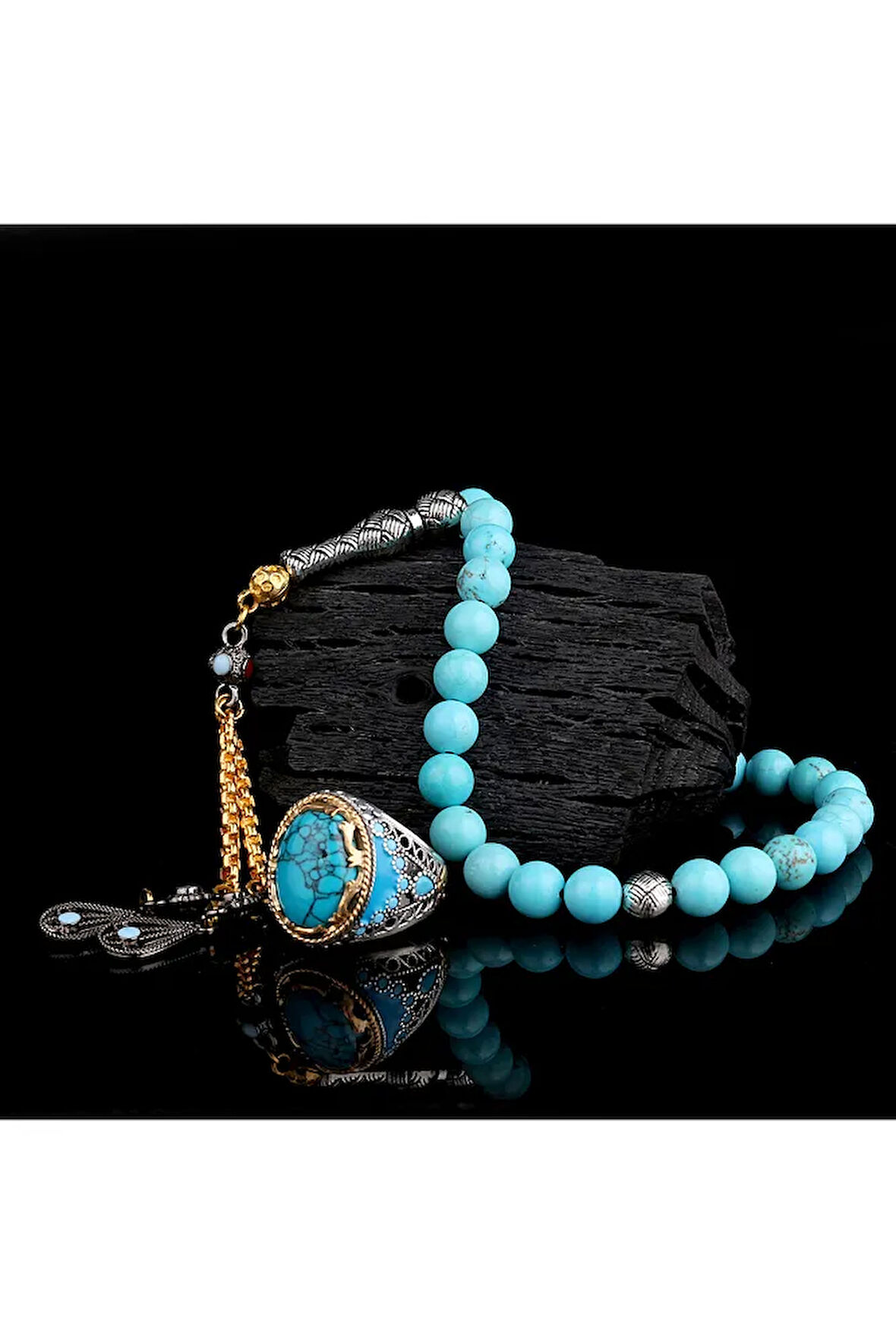 925 Ayar Gümüş Erkek Yüzük Akik Taşlı & Doğal Akik Taşlı Tesbih